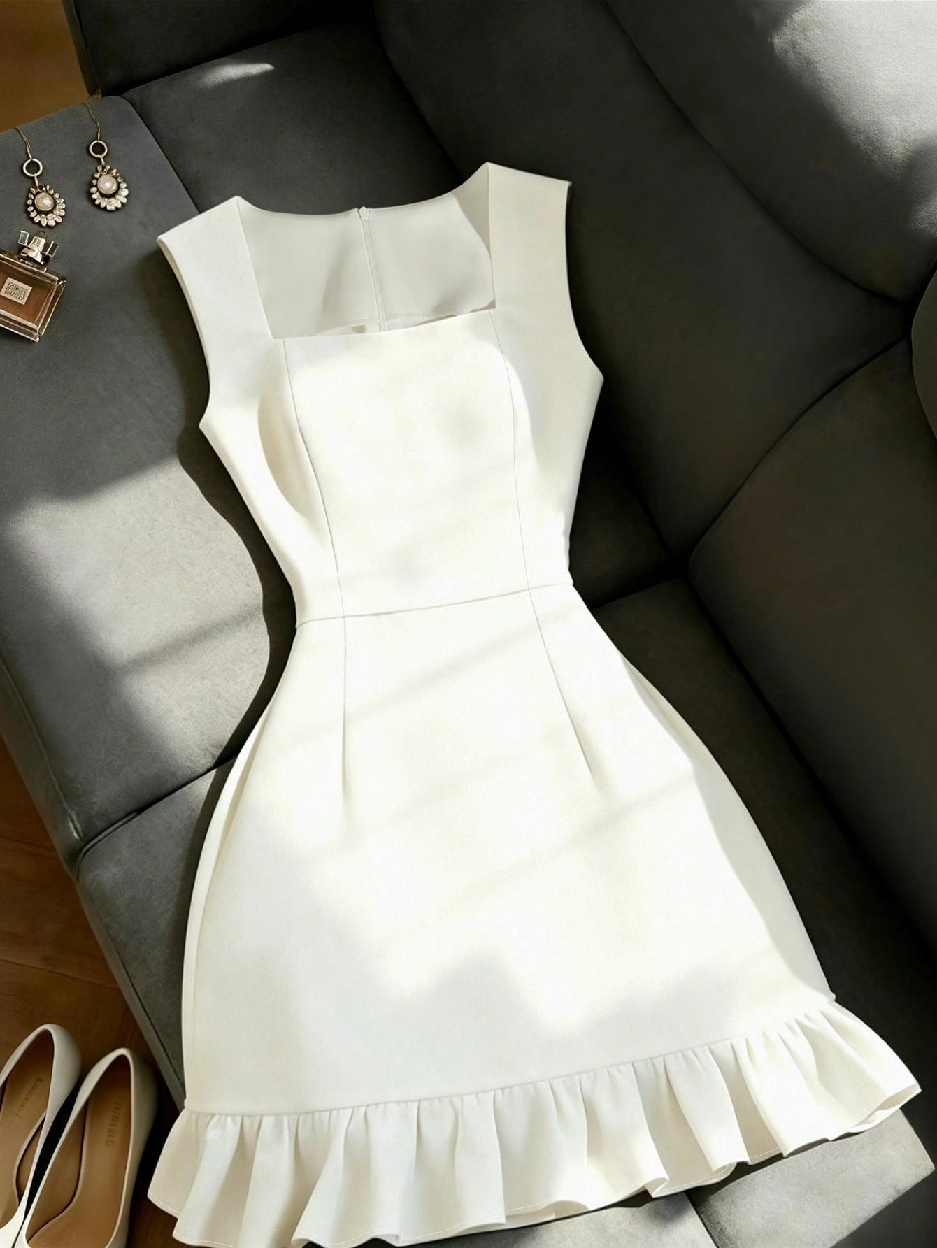 GlowEve Women's Sleeveless White Waist Cinched Mini Dress - image 8