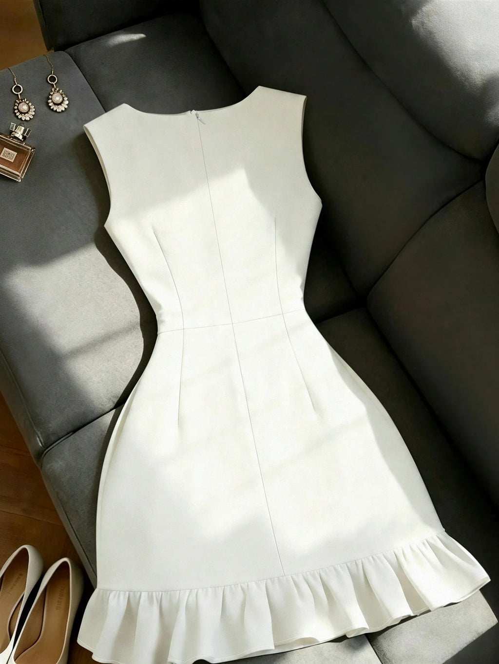 GlowEve Women's Sleeveless White Waist Cinched Mini Dress - image 7