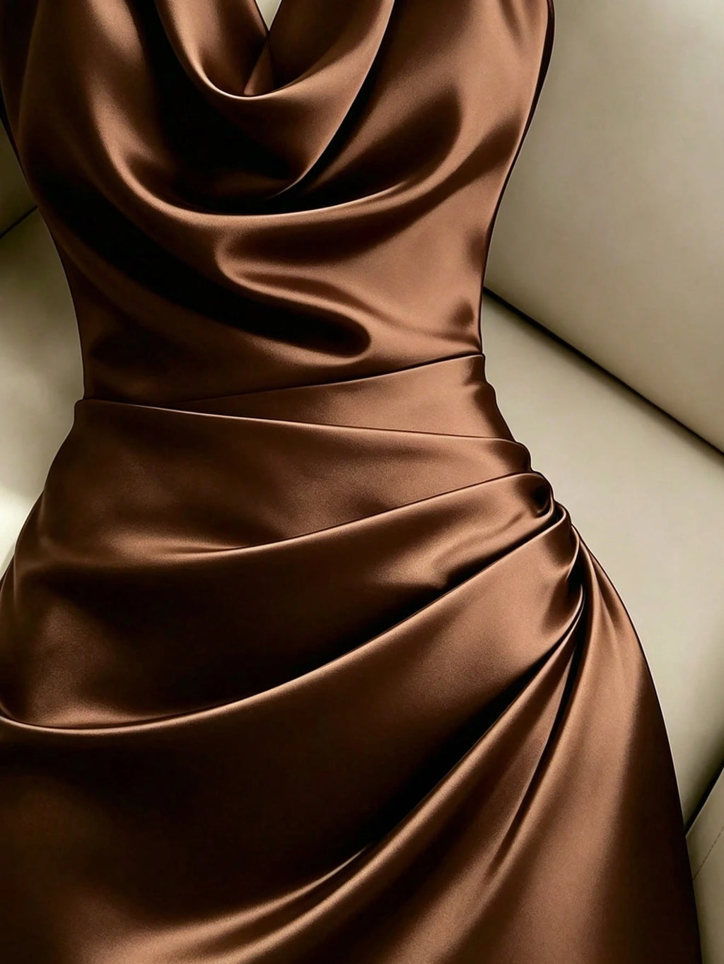 Franclia Fashionable New Elegant Draped Neck Brown Dress, Featuring