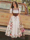 MOD Women's Floral Print Elegant White And Pink Summer Maxi