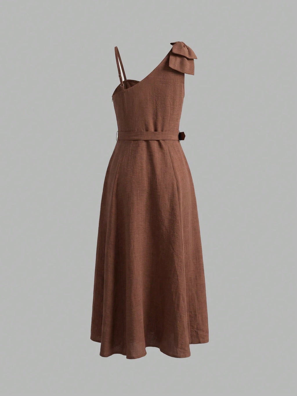 ANCHOSE Women's Elegant Burgundy Sleeveless Midi Dress, Bow Decor On