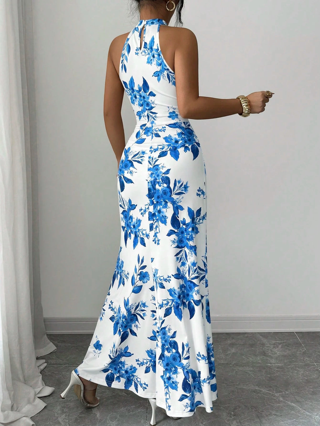 Women's Long Ditsy Floral Dress, Waist-Cinching Bodycon Dress, Versatile Style, Elegant And Youthful, - image 18