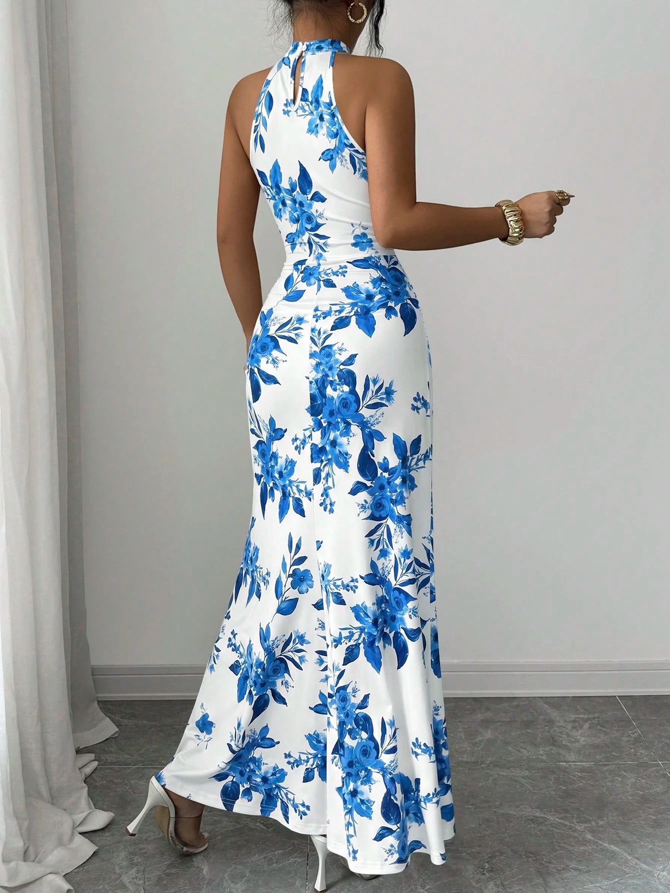 Women's Long Ditsy Floral Dress, Waist-Cinching Bodycon Dress, Versatile Style, Elegant And Youthful, - image 18