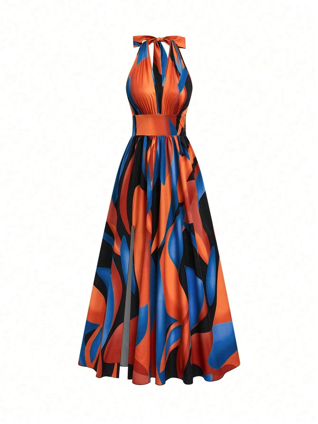 Elenzga Summer Elegant Vacation Women Dress,French Style High-End V-Neck Halter Backless A-Line Split - image 18