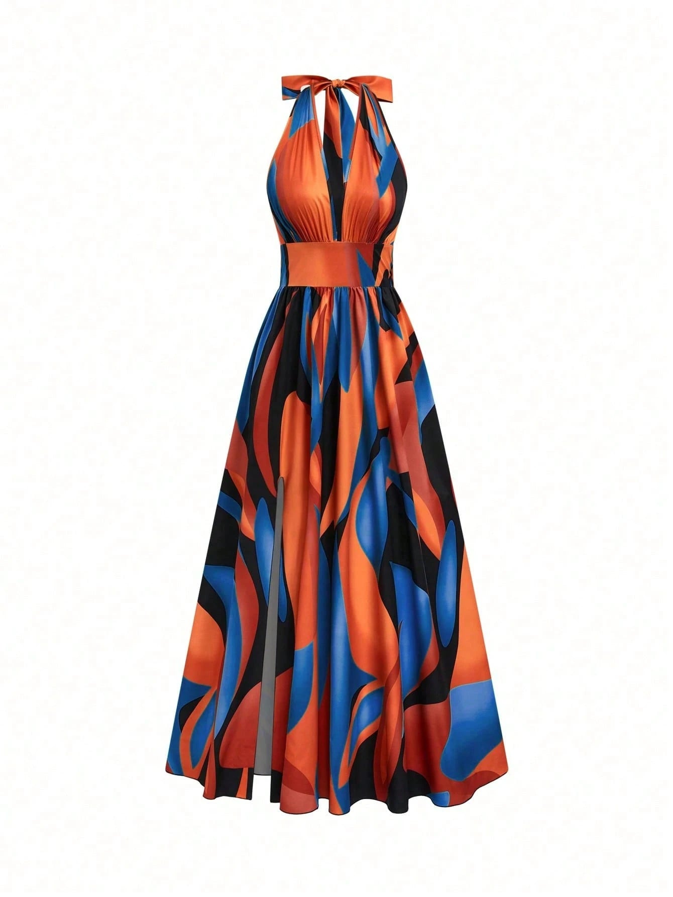 Elenzga Summer Elegant Vacation Women Dress,French Style High-End V-Neck Halter Backless A-Line Split - image 18