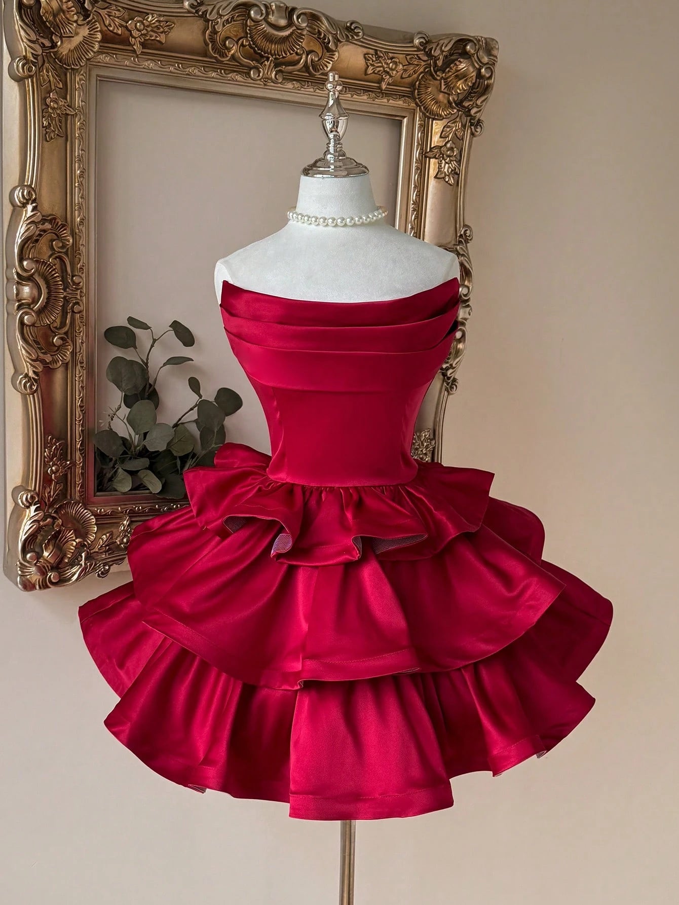 Lovelzi Champagne Summer Elegant Formal Party Satin Off Shoulder Ruffle Hem Dress, Fashionable Wedding - image 11