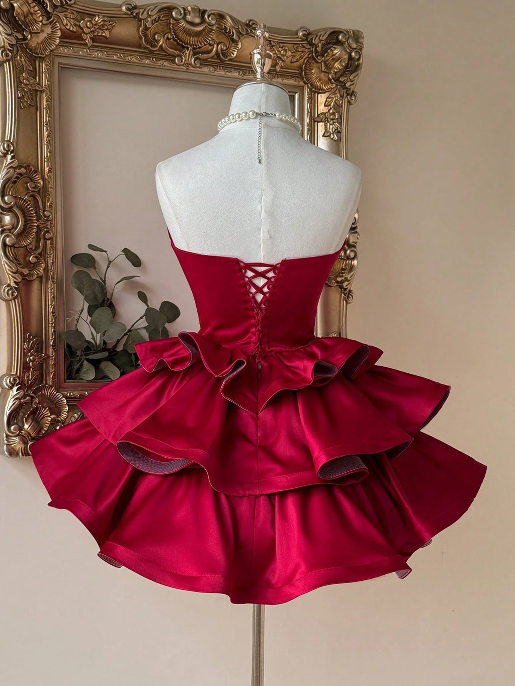 Lovelzi Champagne Summer Elegant Formal Party Satin Off Shoulder Ruffle Hem Dress, Fashionable Wedding - image 12