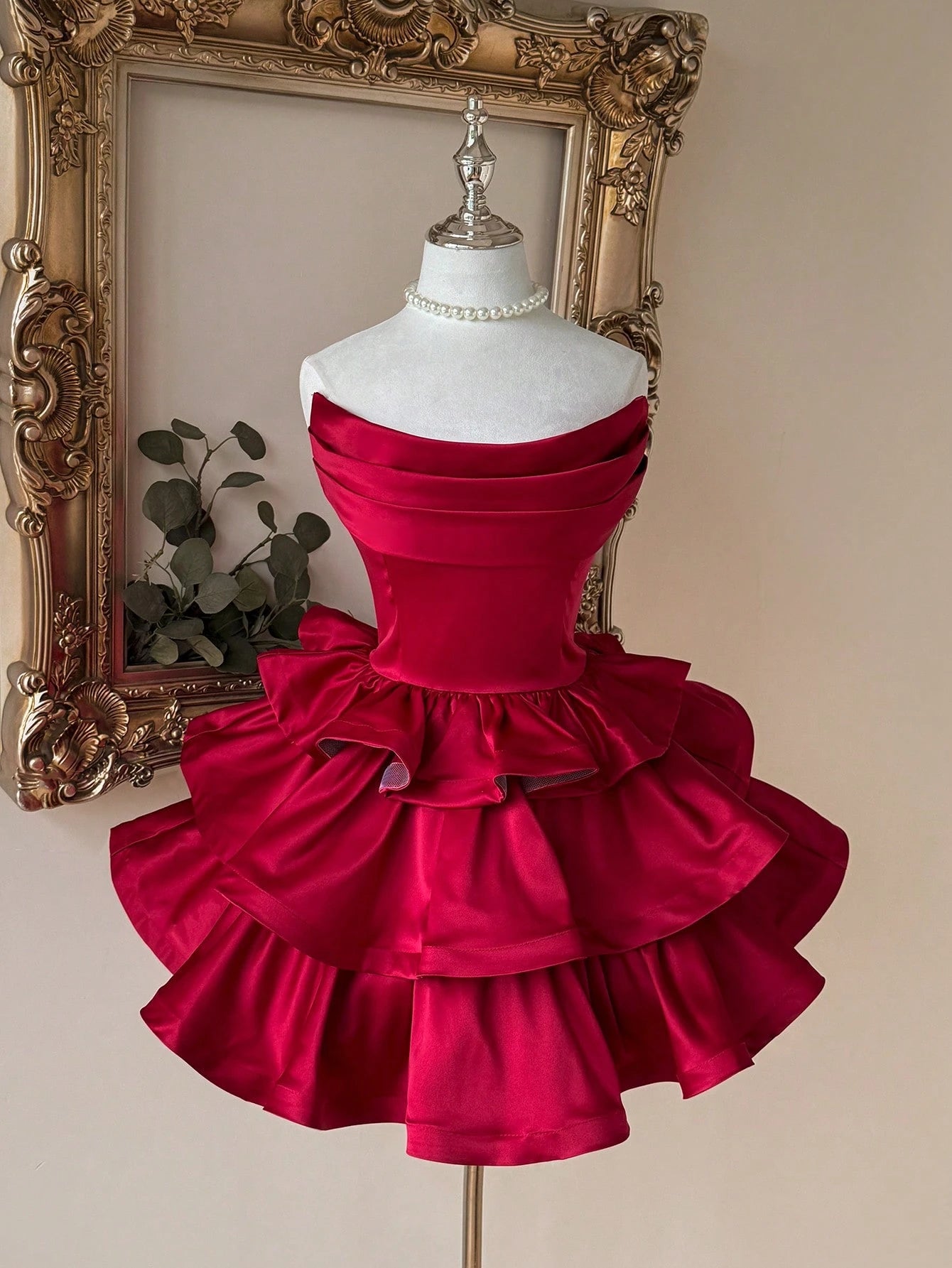 Lovelzi Champagne Summer Elegant Formal Party Satin Off Shoulder Ruffle Hem Dress, Fashionable Wedding - image 13
