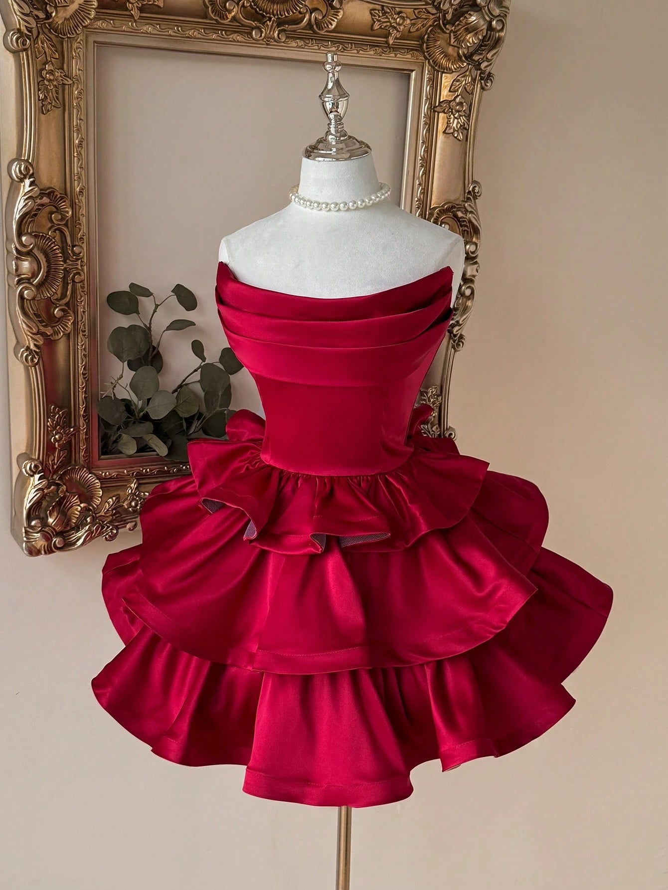 Lovelzi Champagne Summer Elegant Formal Party Satin Off Shoulder Ruffle Hem Dress, Fashionable Wedding - image 17