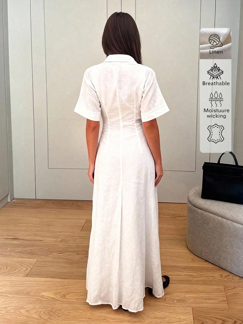 Elegant Linen Casual Commute Minimalist Office Daily Linen Dress, Summer Dresses, Elegant Dresses For Women, - image 3