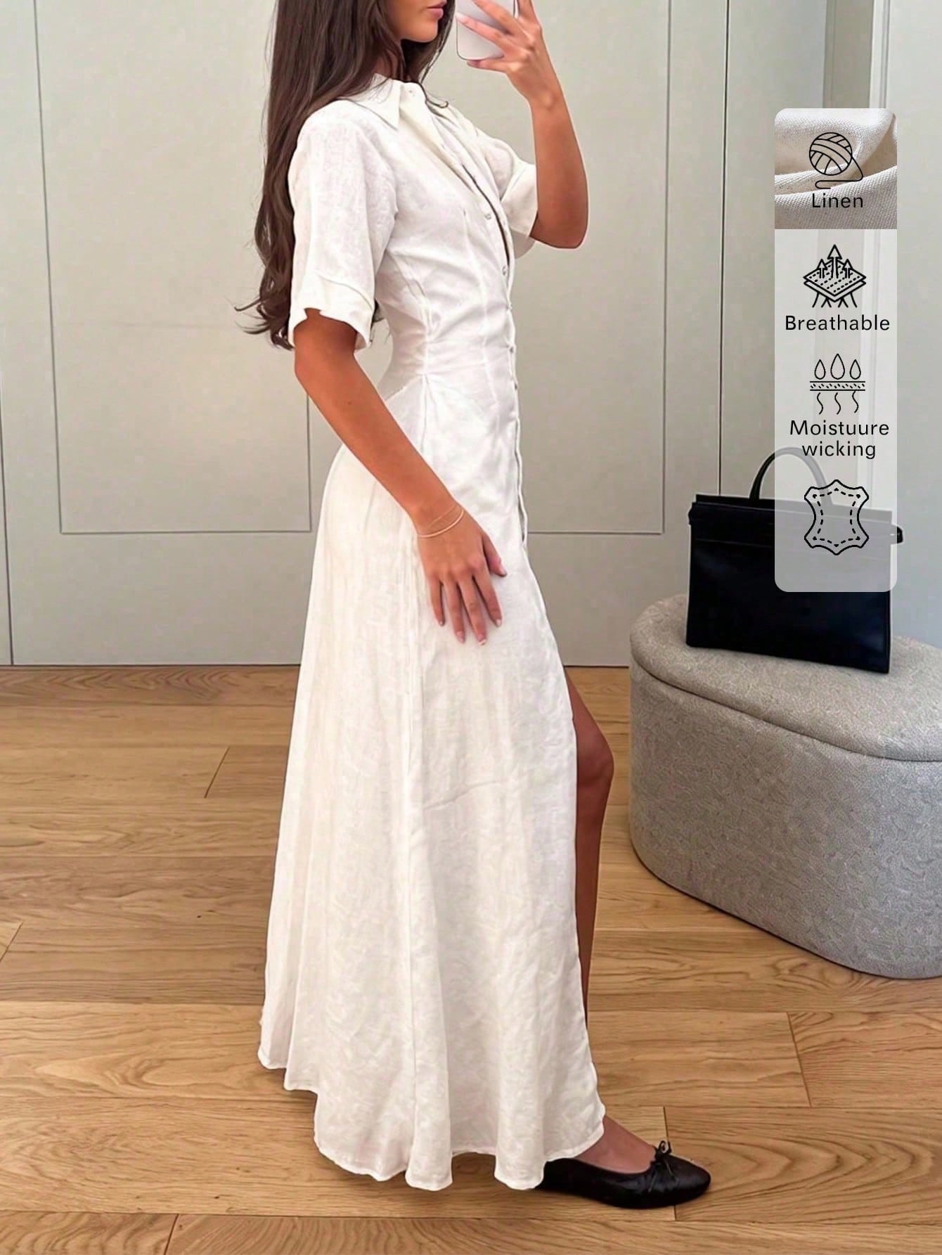 Elegant Linen Casual Commute Minimalist Office Daily Linen Dress, Summer Dresses, Elegant Dresses For Women, - image 6