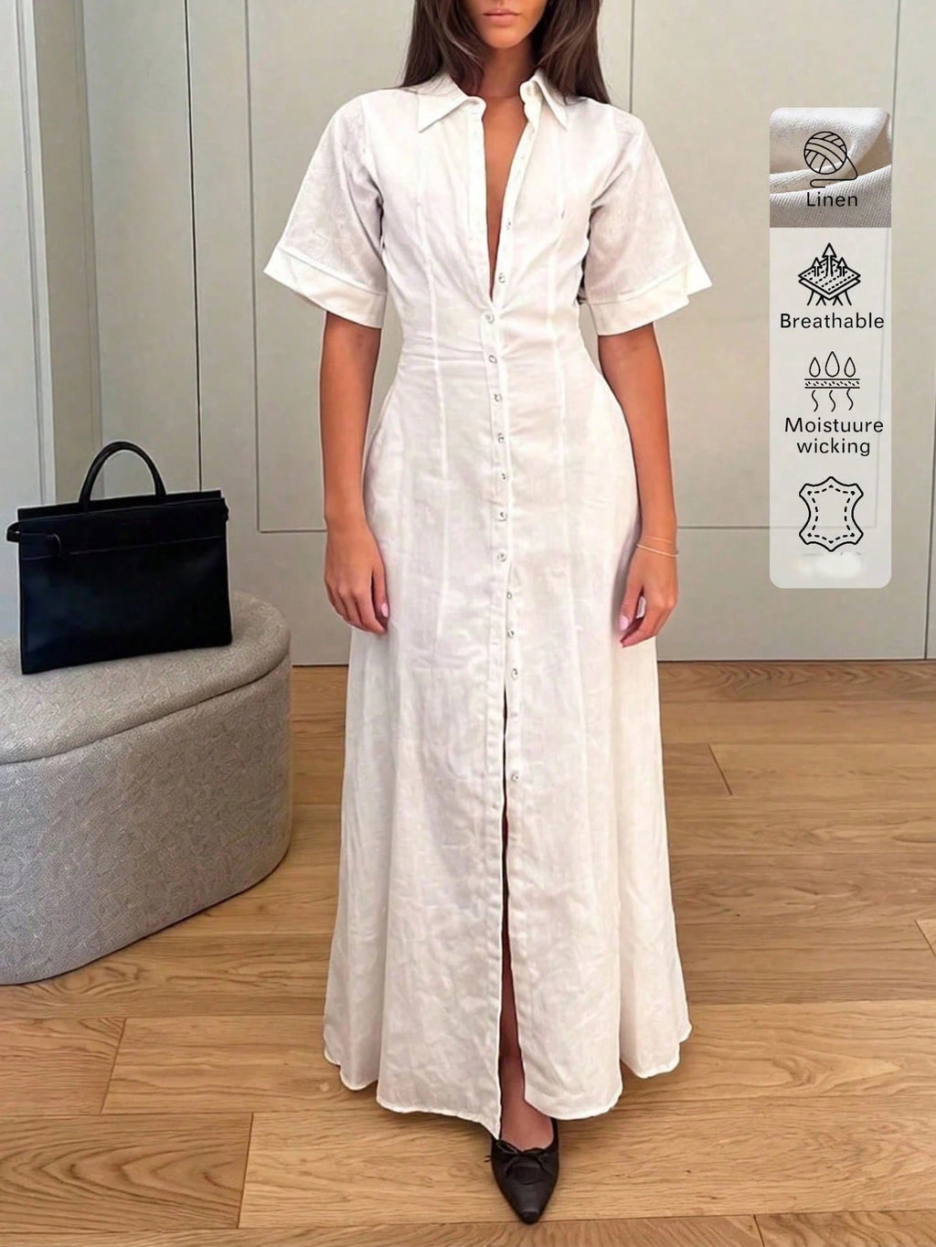 Elegant Linen Casual Commute Minimalist Office Daily Linen Dress, Summer Dresses, Elegant Dresses For Women, - image 5