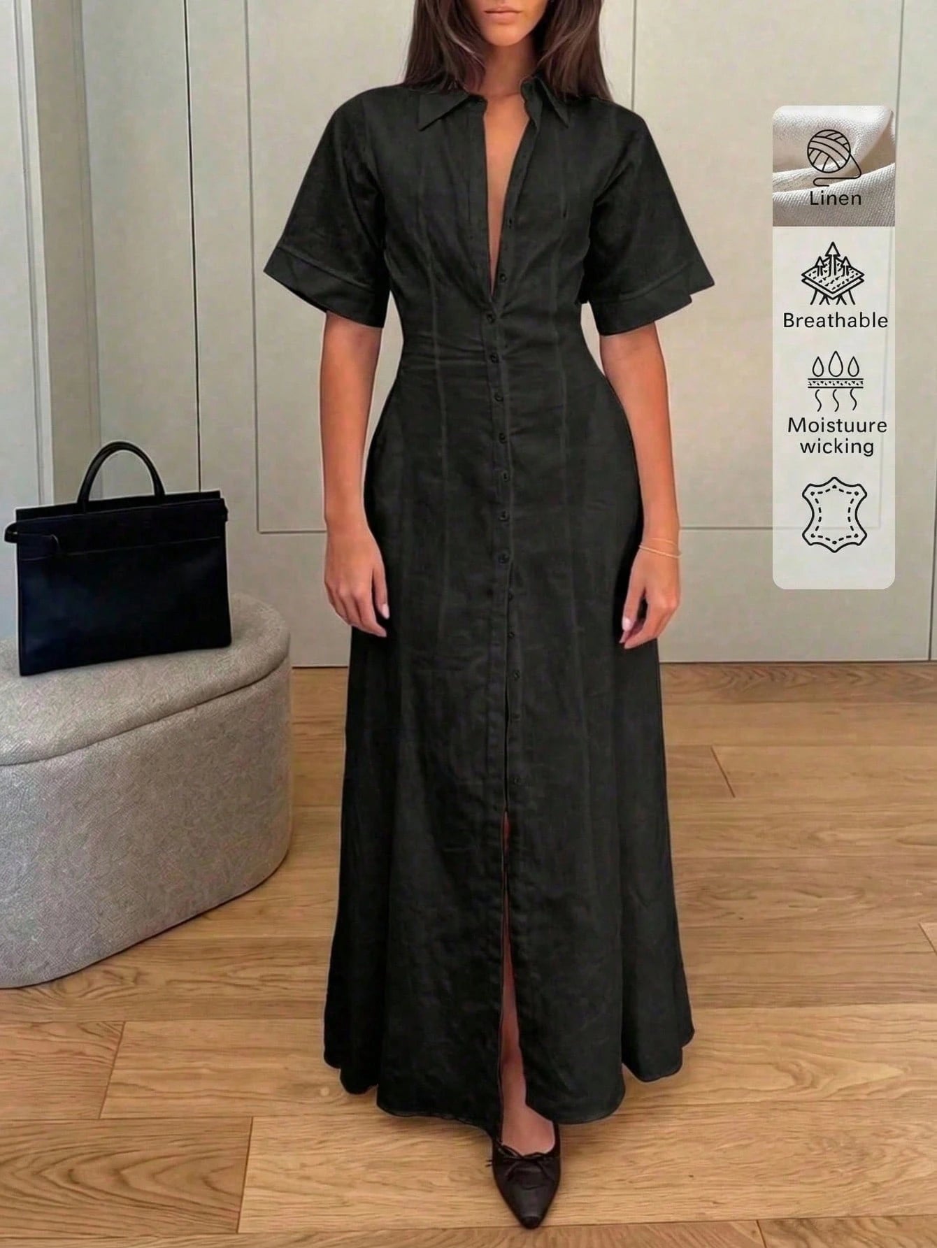 Elegant Linen Casual Commute Minimalist Office Daily Linen Dress, Summer Dresses, Elegant Dresses For Women, - image 12