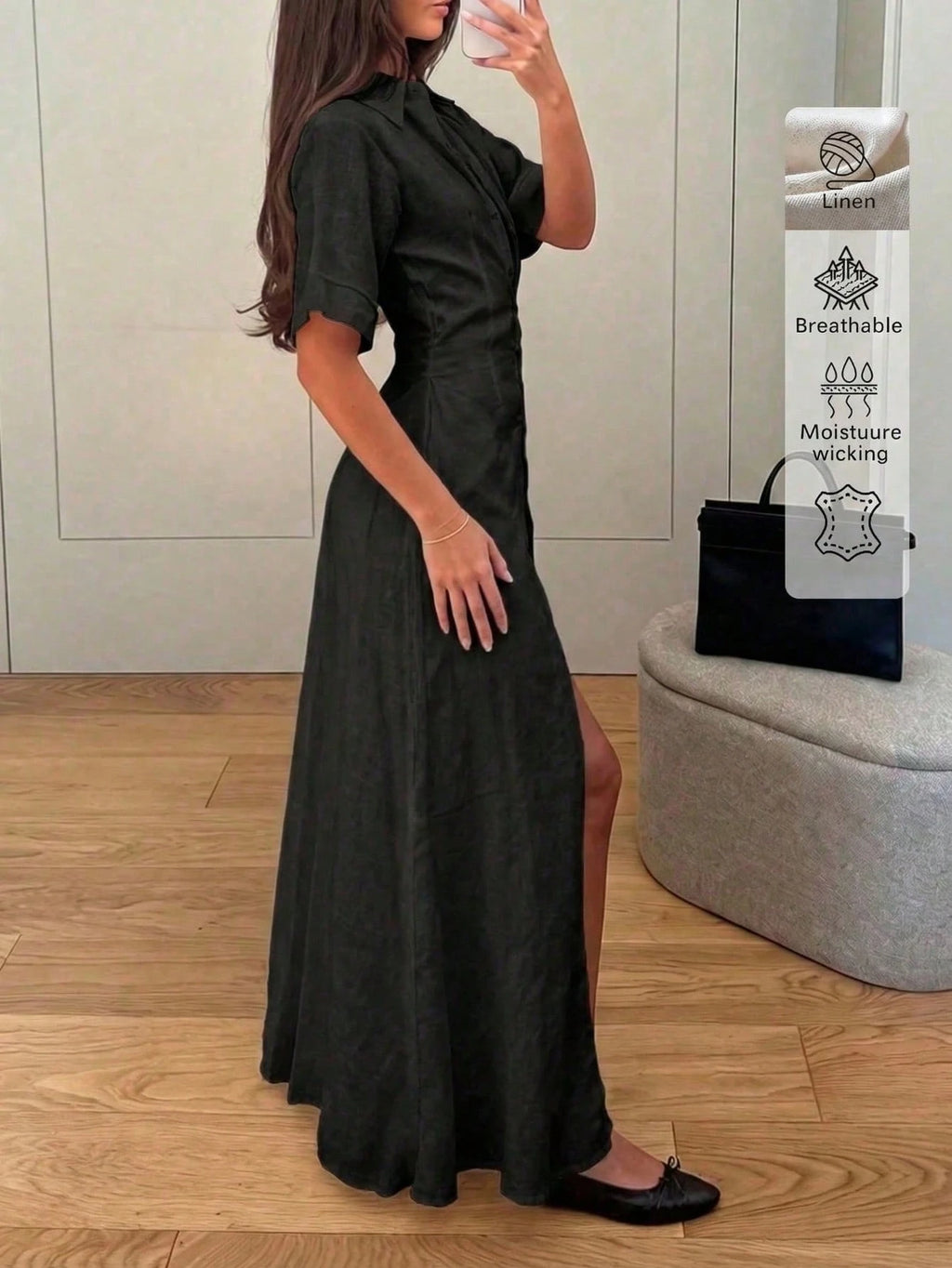 Elegant Linen Casual Commute Minimalist Office Daily Linen Dress, Summer Dresses, Elegant Dresses For Women, - image 15