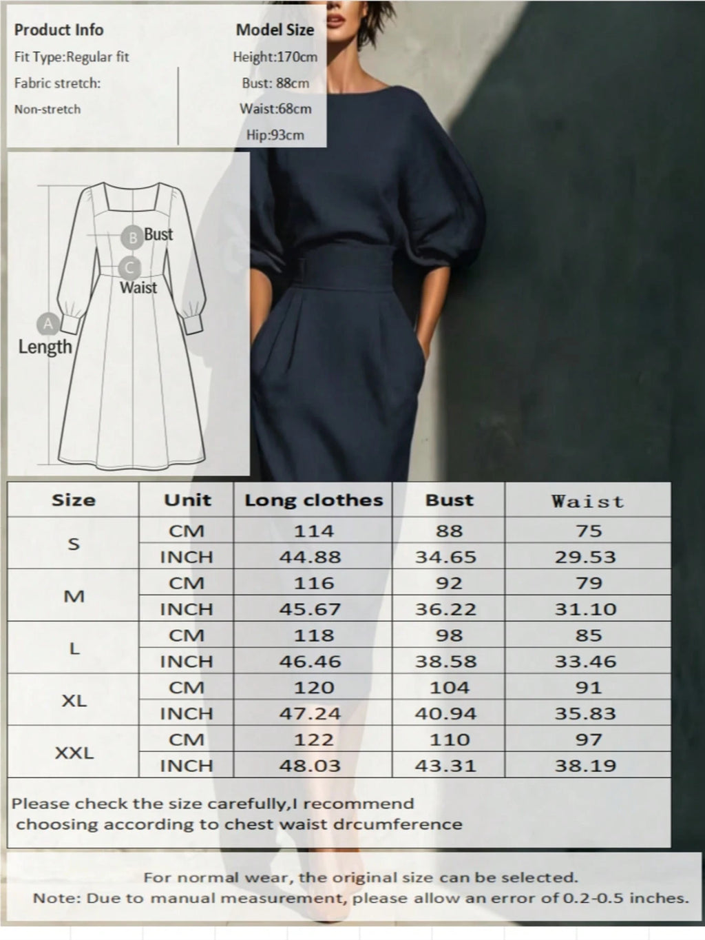 Fashionable Women's Casual Mid-Length Dress, Boat Neck Design, Three-Quarter Sleeves, Straight Hem Elegant - image 10
