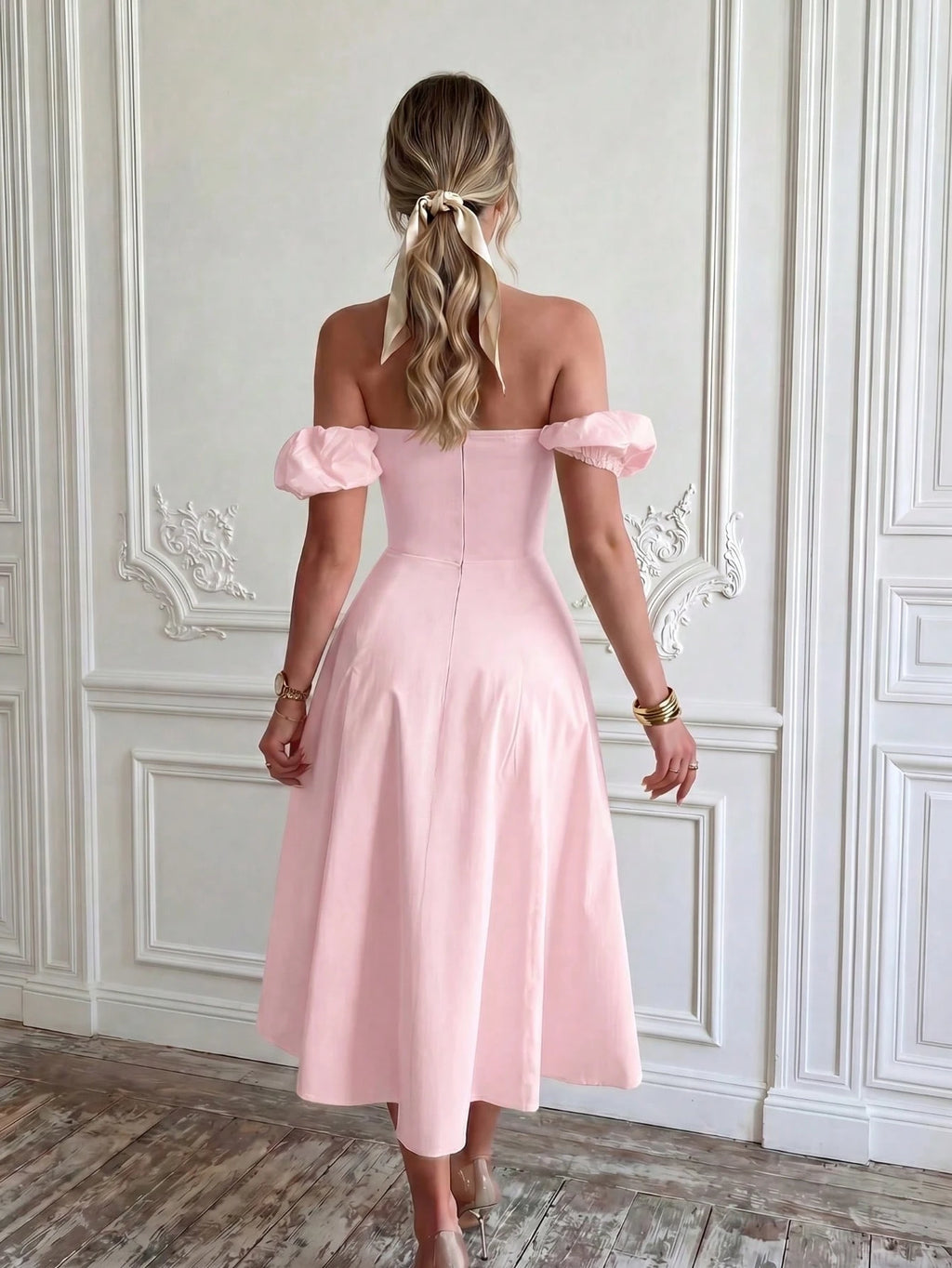 Glamful Elegant Sexy Charming Romantic Bodycon Off-Shoulder Dress,
