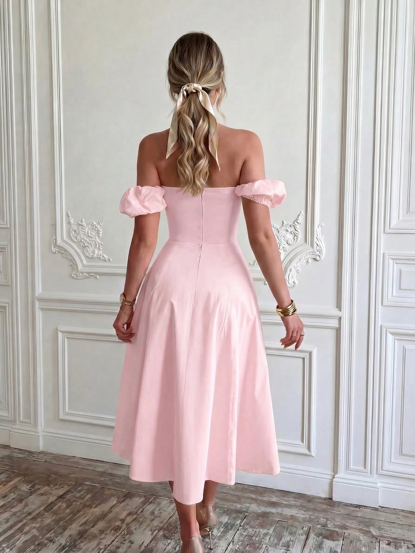 Glamful Elegant Sexy Charming Romantic Bodycon Off-Shoulder Dress,