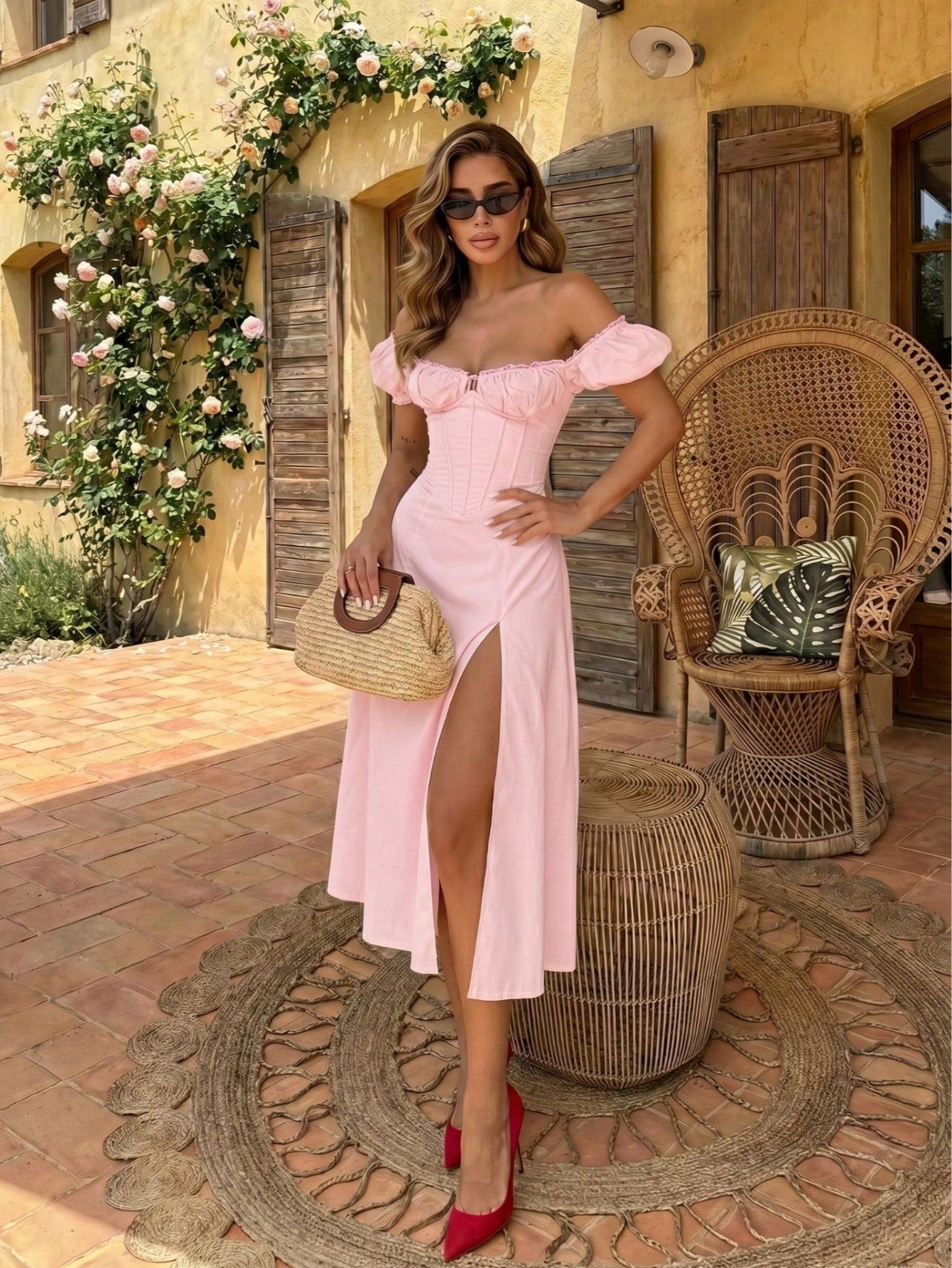 Glamful Elegant Sexy Charming Romantic Bodycon Off-Shoulder Dress,