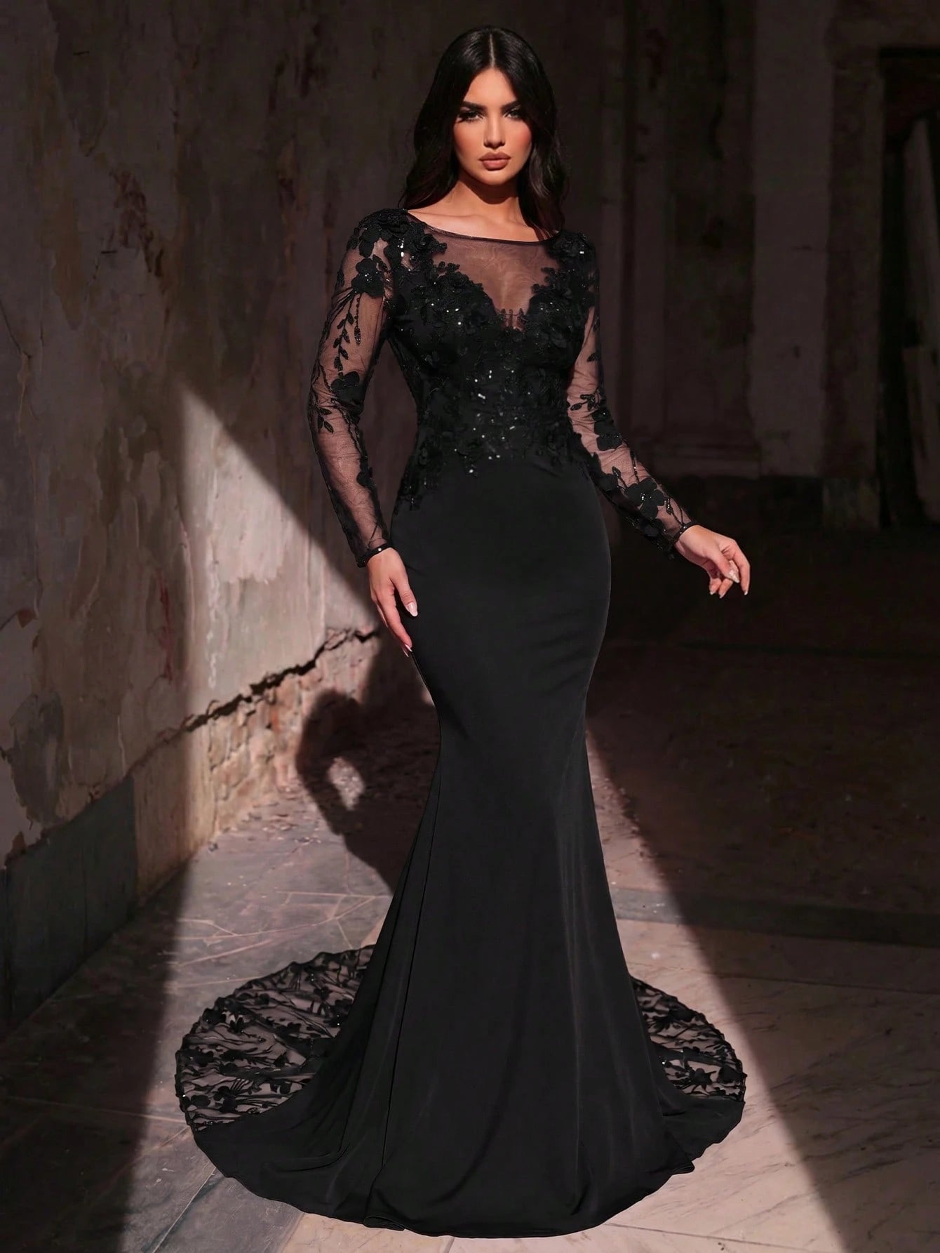Glamrae White Summer Elegant Silky Wedding Mermaid Maxi Dress,Luxurious Embroidered Lace Applique Patchwork - image 12