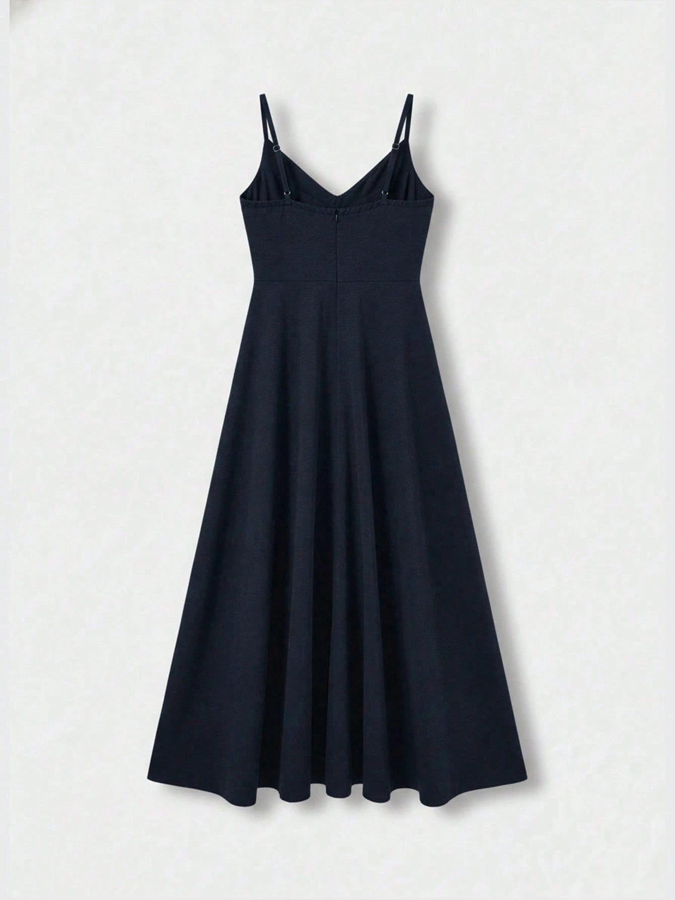 QUNGIGU Women's Elegant Spaghetti Strap Midi Dress V-Neck Linen Textured Backless High Waist Summer Beach - image 17