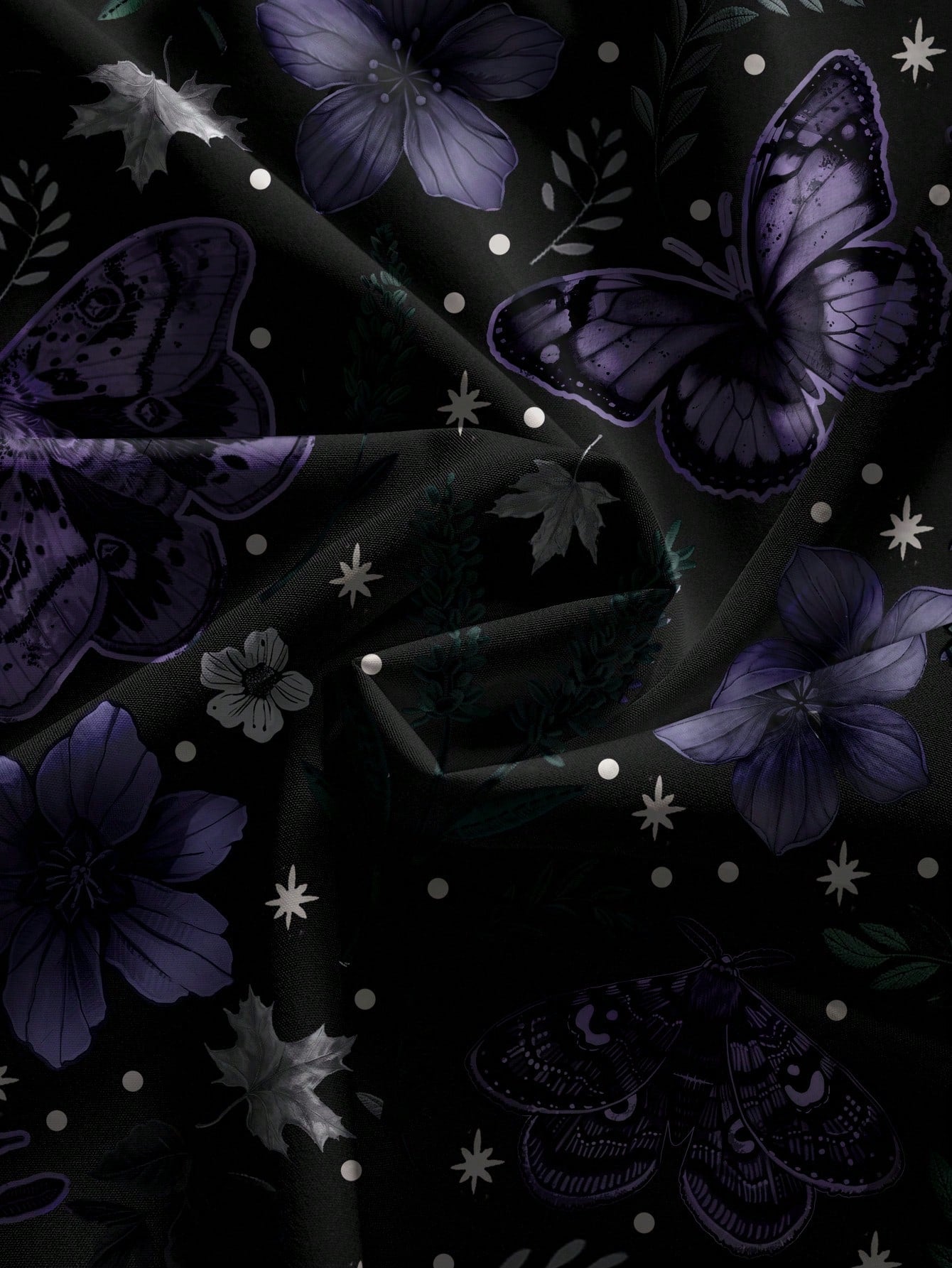 Fairycore Spring/Summer Vacation Flower Black Romantic Bohemian Butterfly, Moth, Leaf Print Sleeveless - image 16