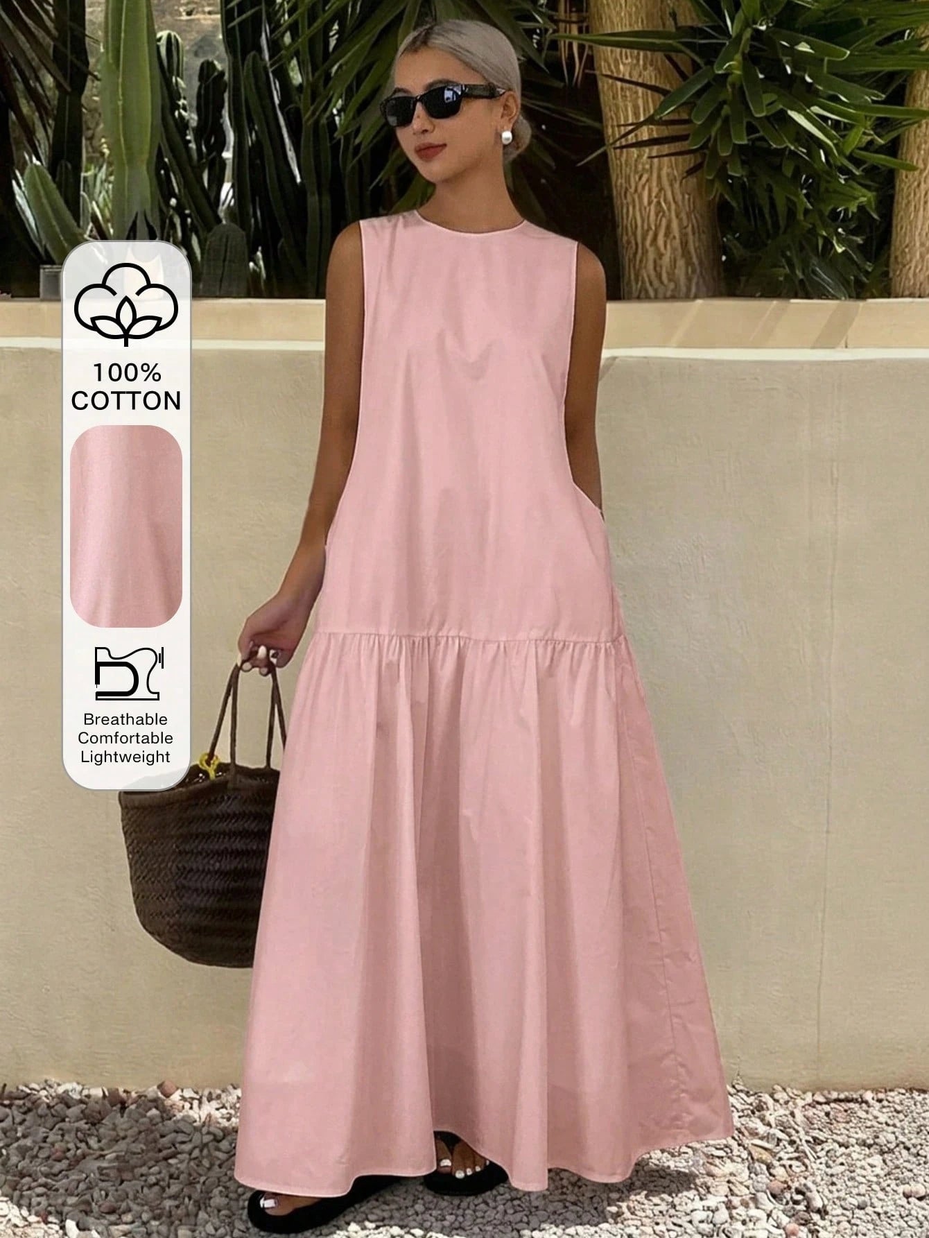 Livesso Women's Casual Solid Color Sleeveless Long Dress, Summer - image 20