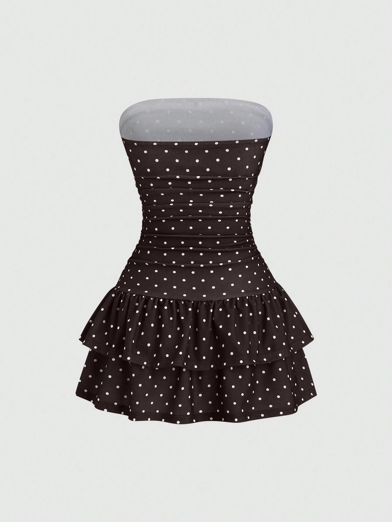 Sweetra Black And White Polka Dot Summer Cute Picnic Dress,French
