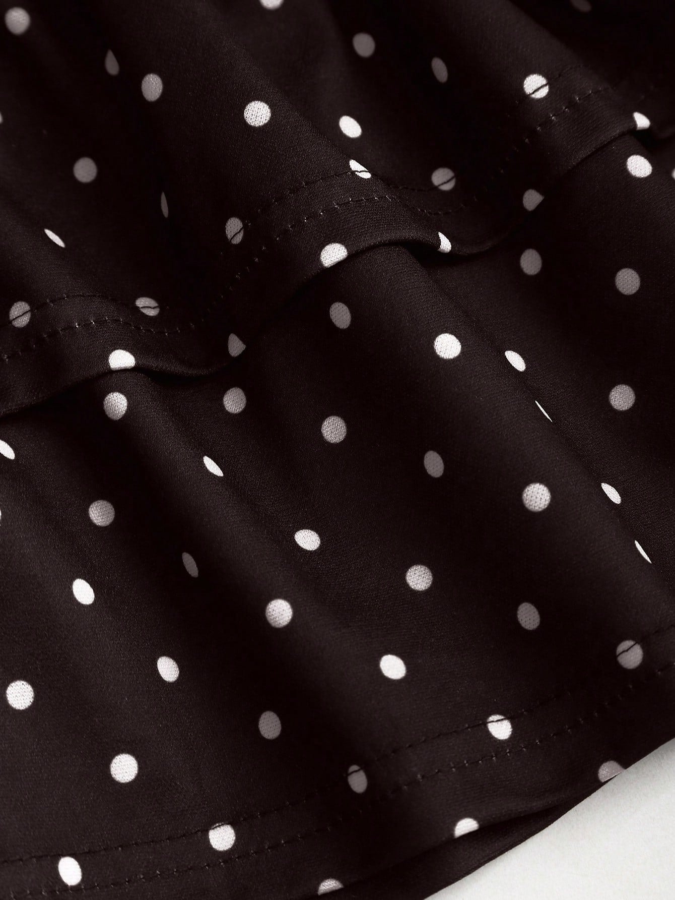 Sweetra Black And White Polka Dot Summer Cute Picnic Dress,French