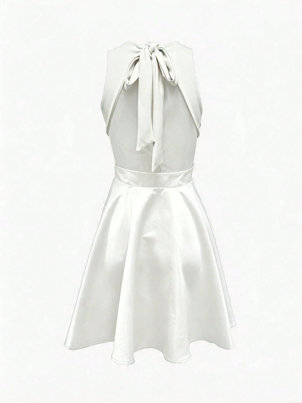 Women's Elegant Romantic Short A-Line Puff Dress, Halter Neck Backless Dress Party White Summer - image 18