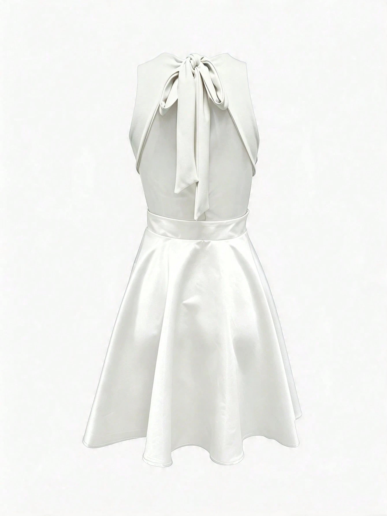 Women's Elegant Romantic Short A-Line Puff Dress, Halter Neck Backless Dress Party White Summer - image 18