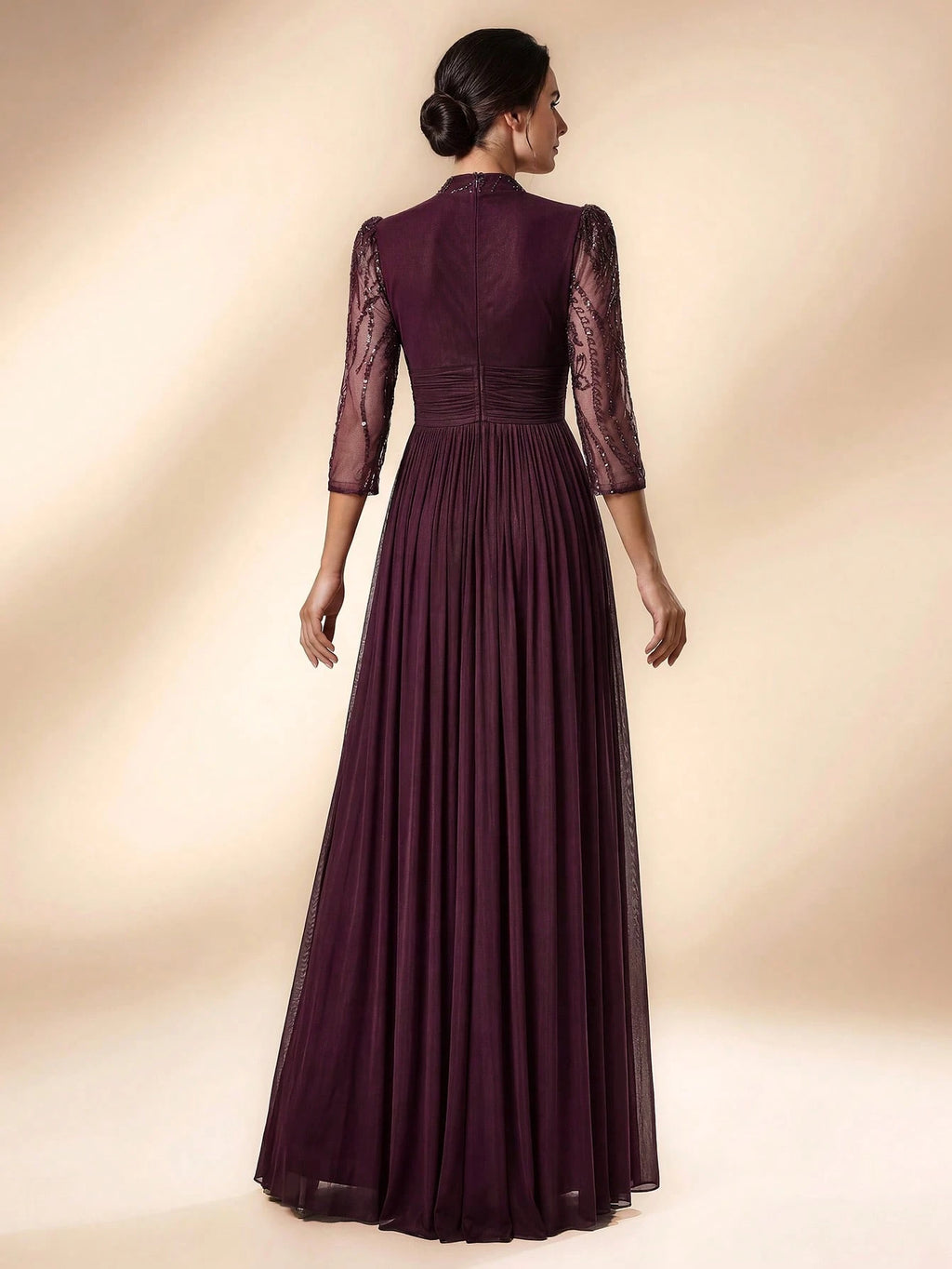 Serin Purple Winter Elegant Formal Evening Gown,Luxurious Beaded Sequin Embroidered Mesh Elastic Knit Bubble - image 10