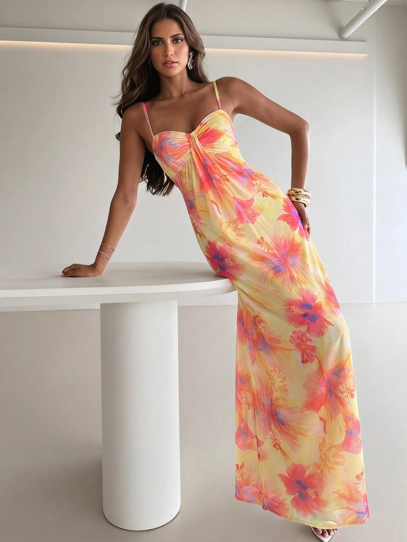Aloruh Women's Blue Floral Summer Elegant Holiday Vacation Maxi Dress