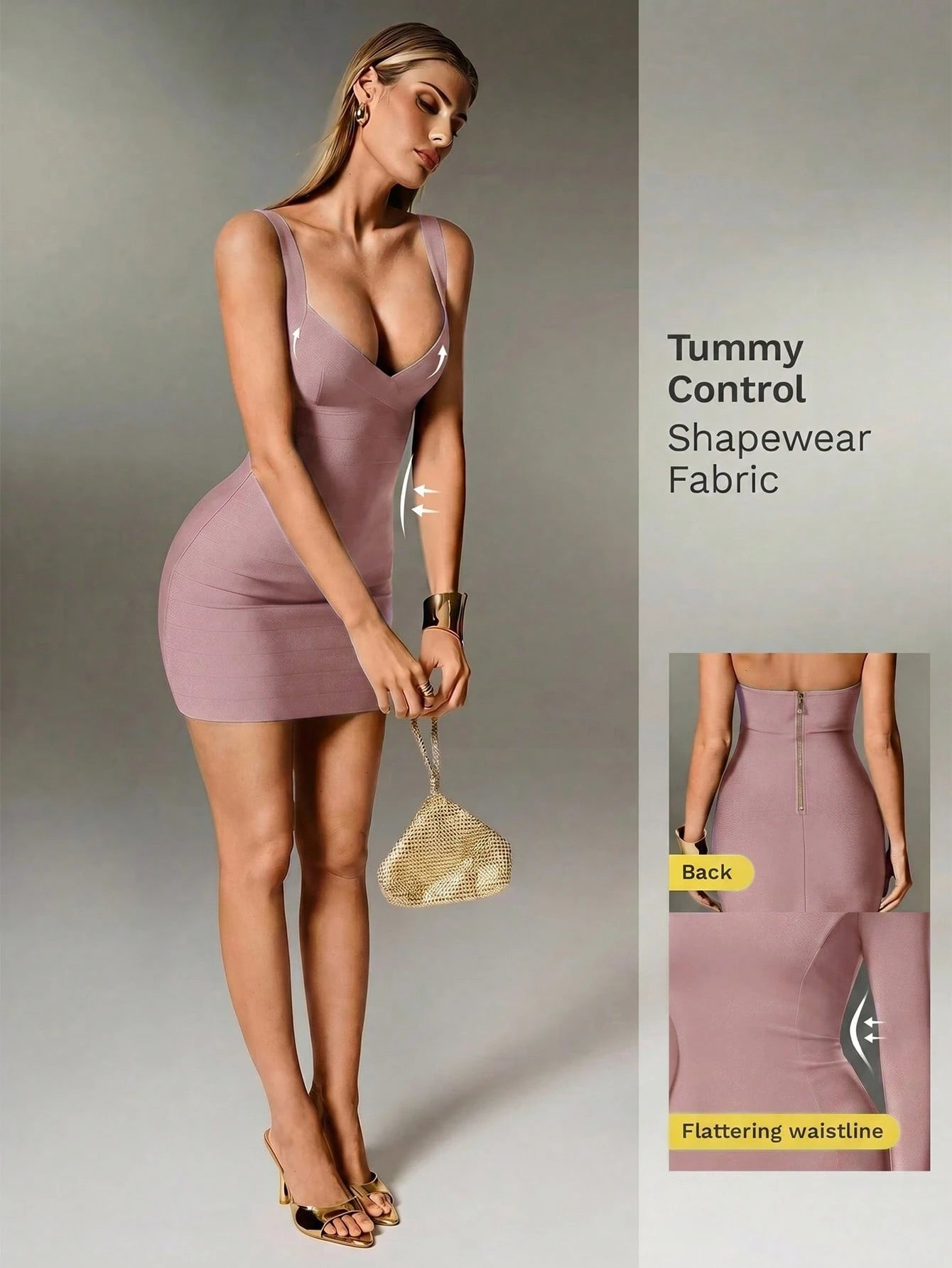 Nuvra Bandage Sage Green Knit Spaghetti Strap Sleeveless Bodycon Mini