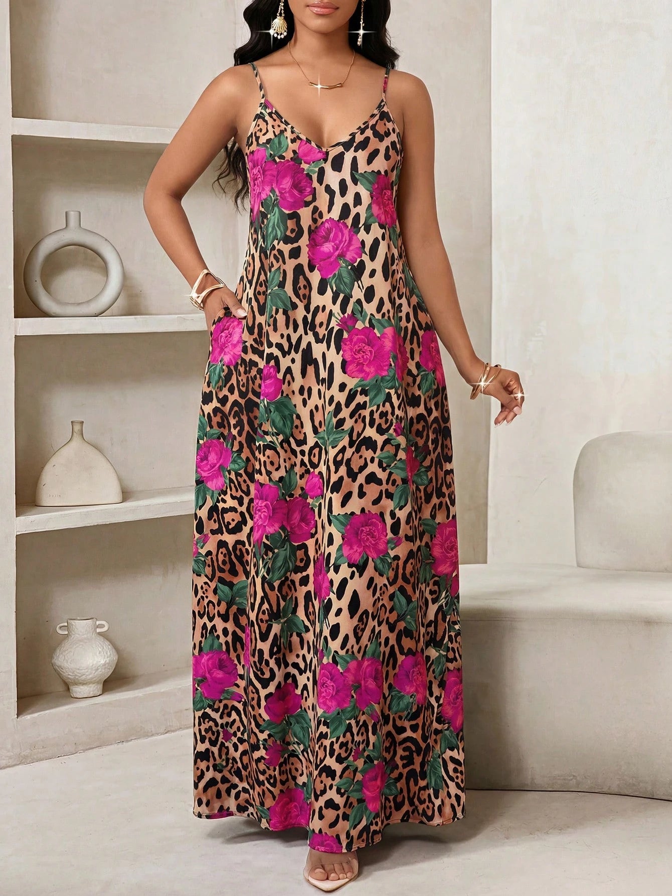 Lady Rainbow Leopard Women's Maxi Dress Summer Casual Sexy Vacation