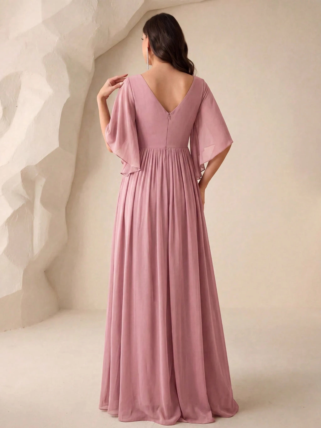 Butterfly Sleeve Split Thigh Chiffon Bridesmaid Dress Elegant Dress, Bride Dress Wedding - image 2