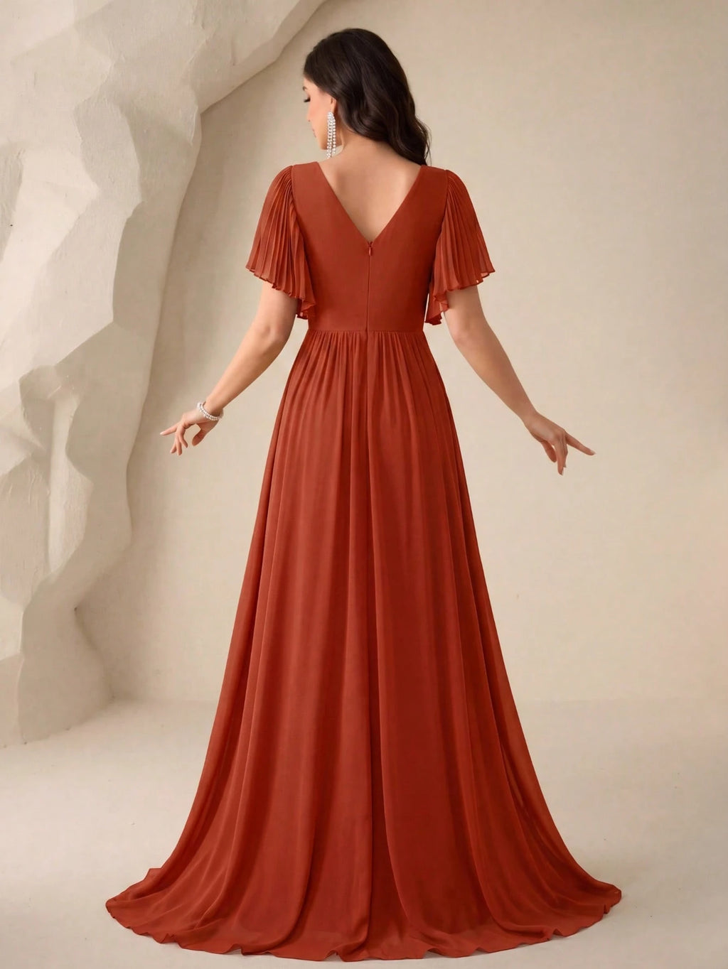 Flounce Sleeve Back Sweetheart Neck Solid Color Tulle Dress, Bridesmaid Dress Wedding - image 12