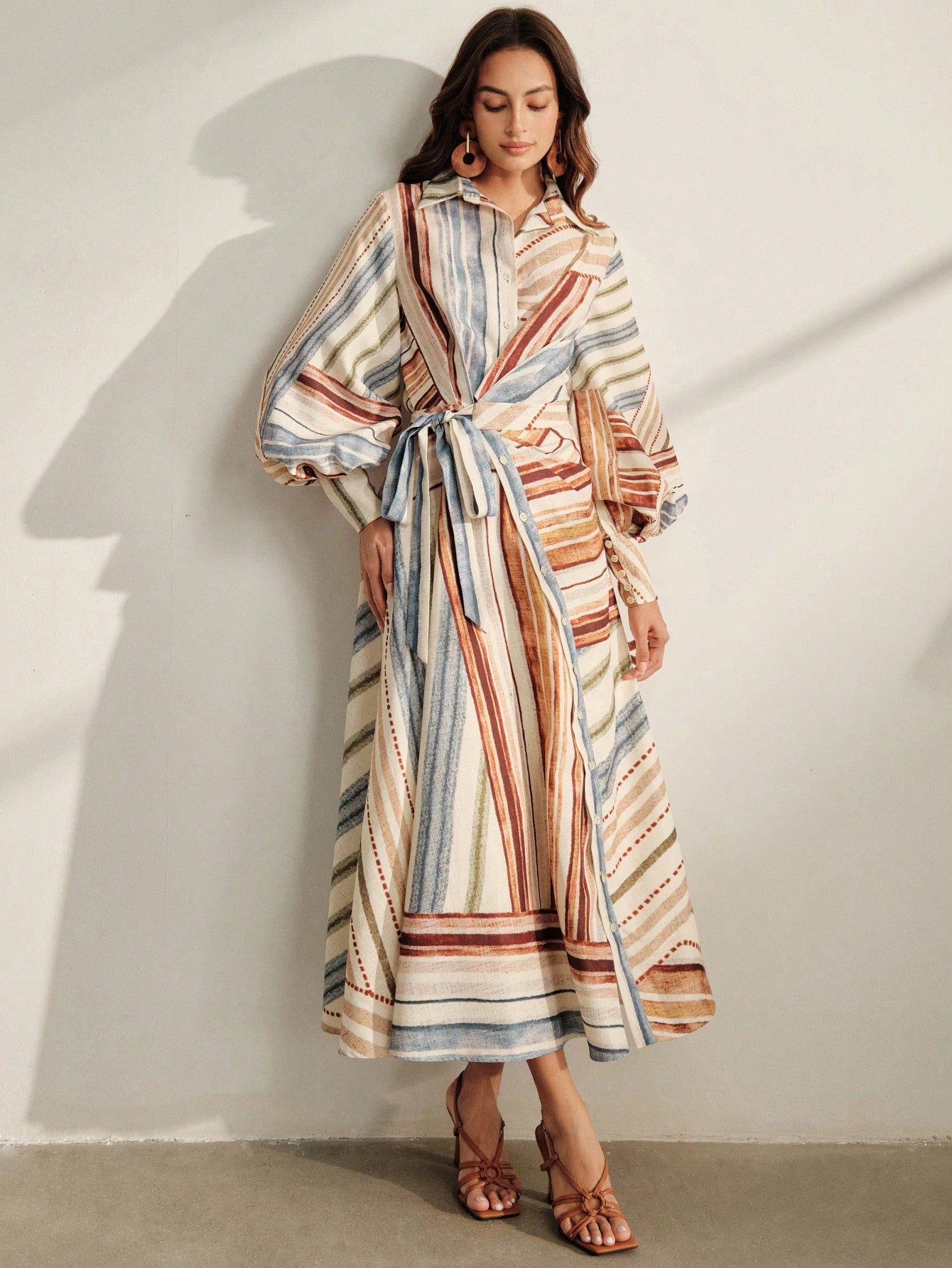 Anewsta Spring/Autumn Women's Vintage Vacation Style Multi-Color