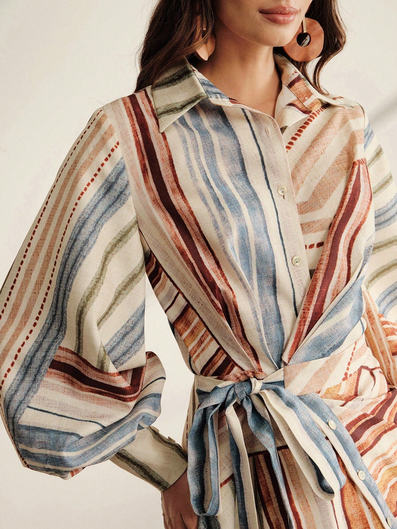 Anewsta Spring/Autumn Women's Vintage Vacation Style Multi-Color
