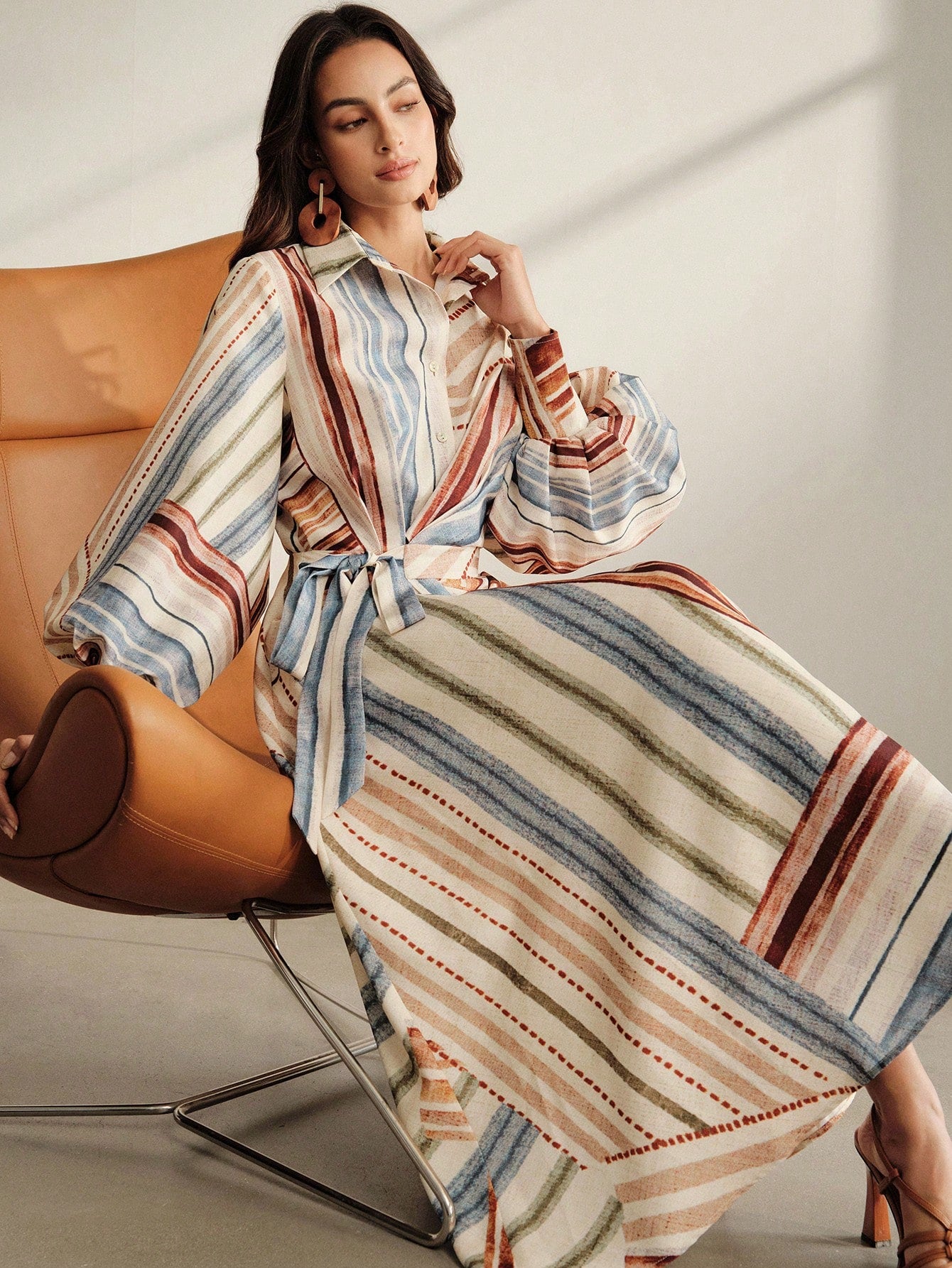 Anewsta Spring/Autumn Women's Vintage Vacation Style Multi-Color