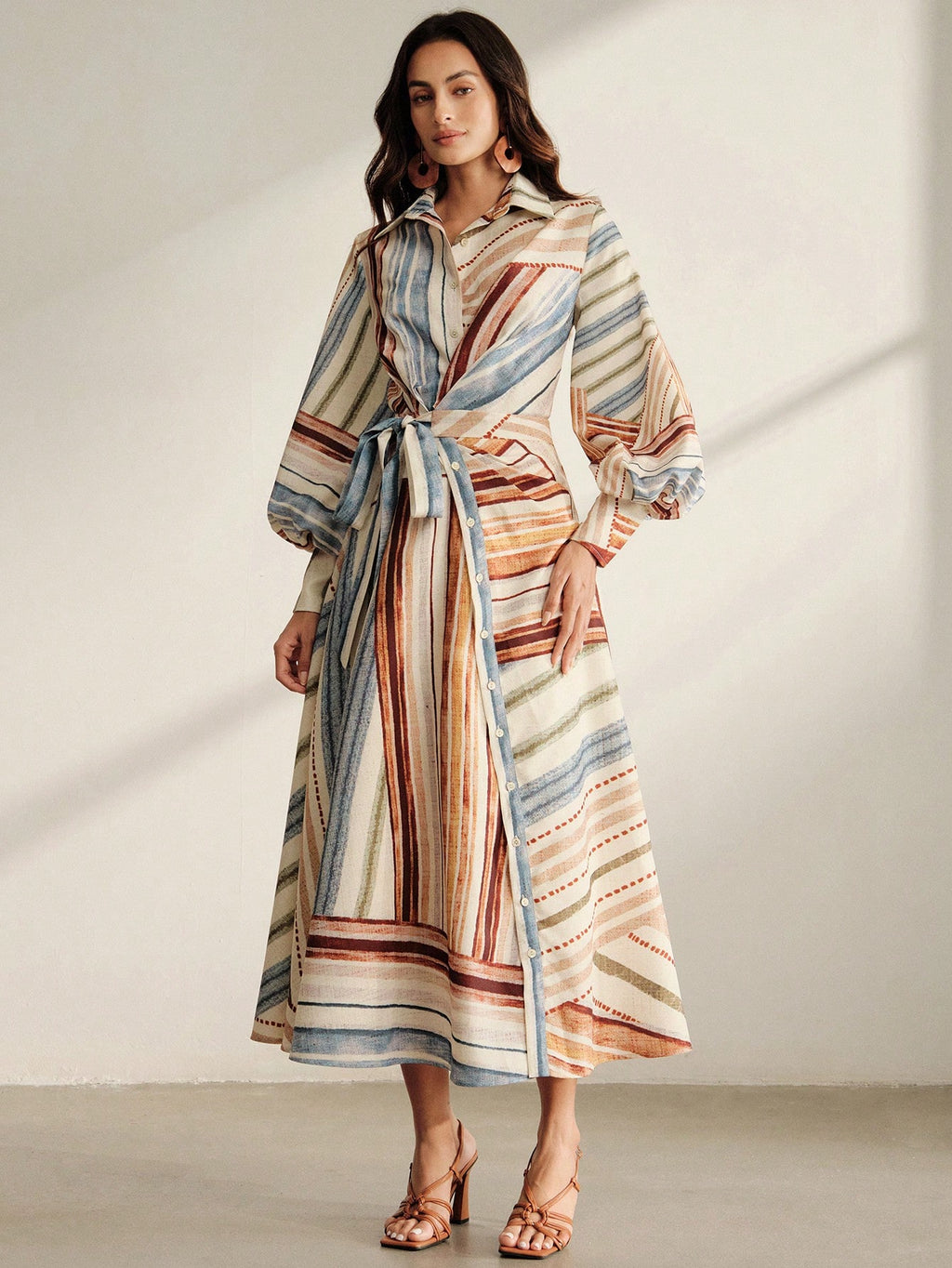 Anewsta Spring/Autumn Women's Vintage Vacation Style Multi-Color
