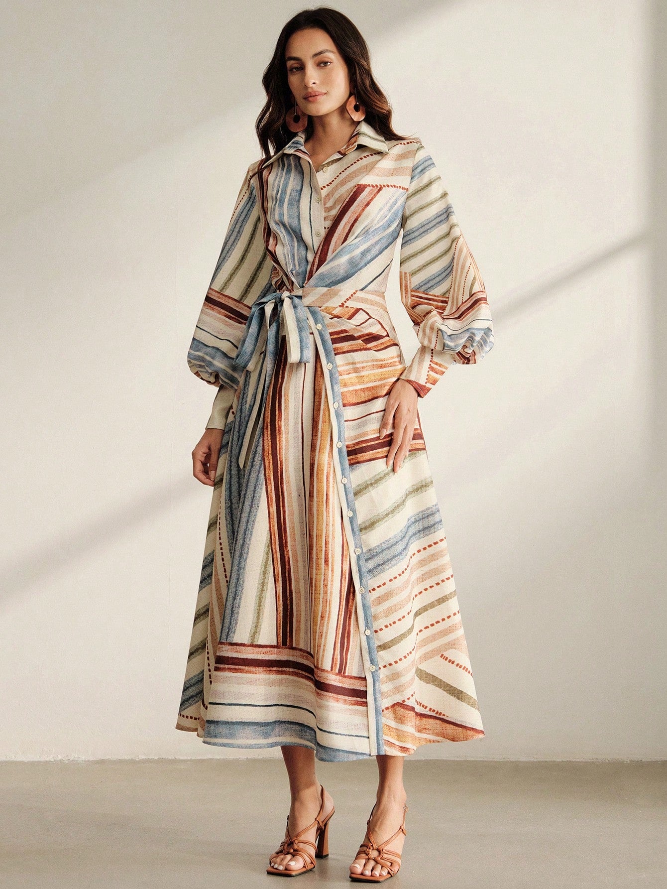 Anewsta Spring/Autumn Women's Vintage Vacation Style Multi-Color