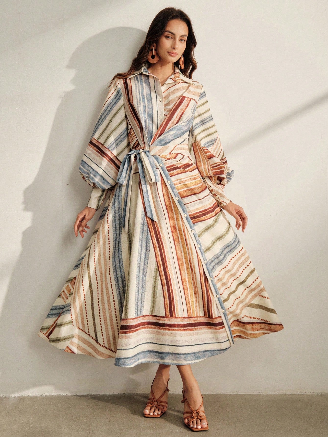 Anewsta Spring/Autumn Women's Vintage Vacation Style Multi-Color