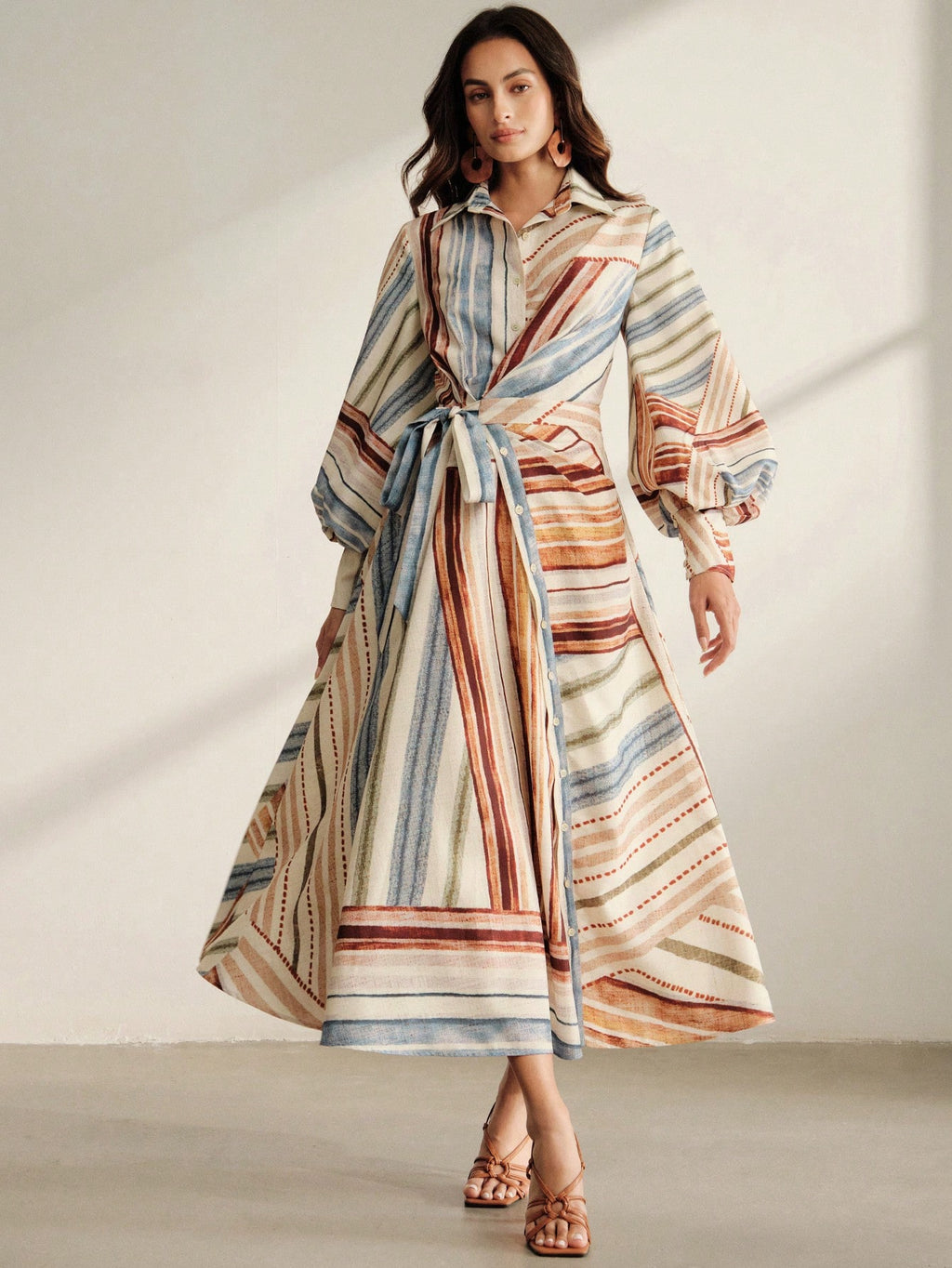 Anewsta Spring/Autumn Women's Vintage Vacation Style Multi-Color