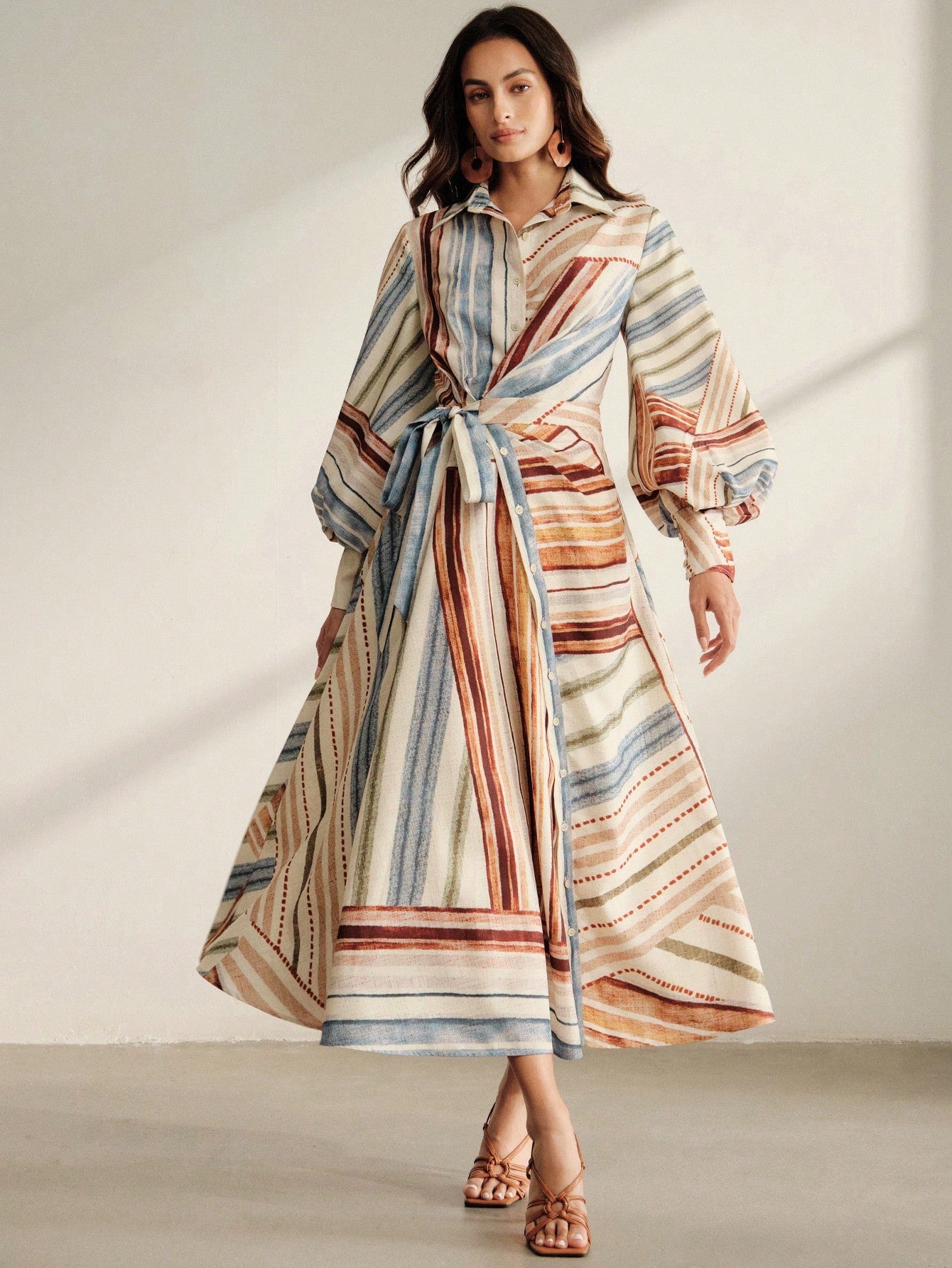 Anewsta Spring/Autumn Women's Vintage Vacation Style Multi-Color