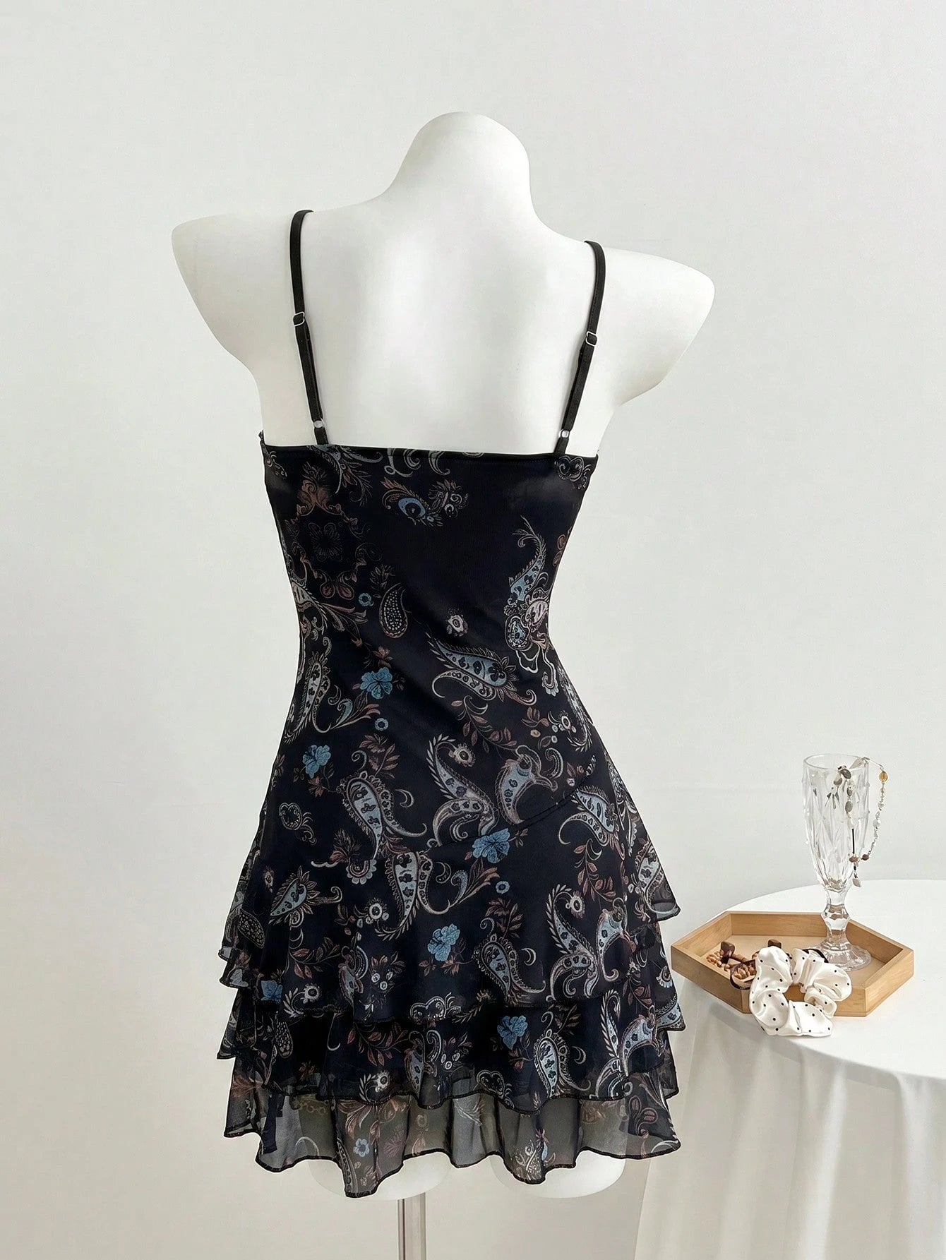 Flirla Women's Summer Dress In All Shades Of Brown,Floral Print & Paisley Pattern Mesh Panel Accents,Boho - image 2