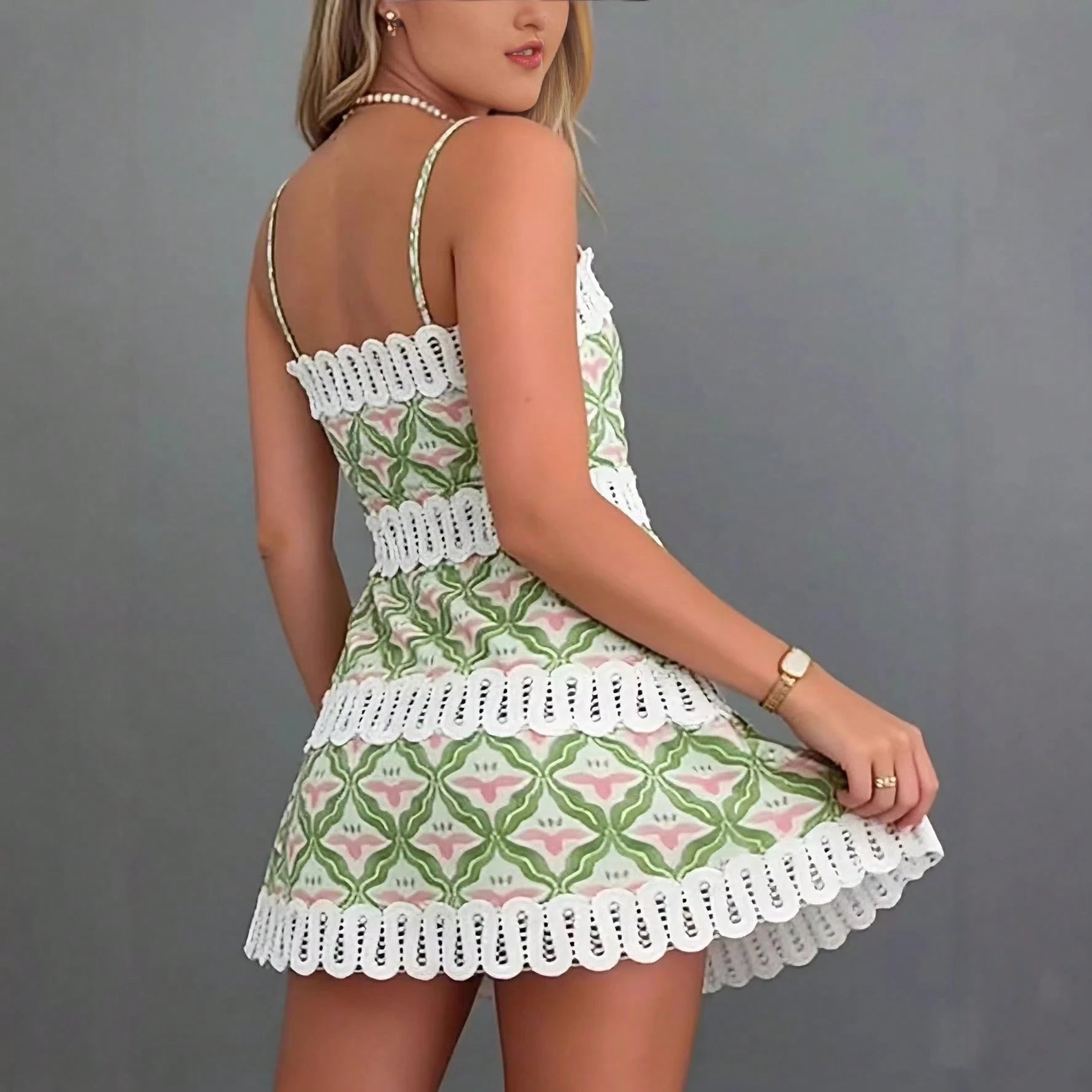 KZKZWK Women's Floral Print Corset Mini Dress, Spaghetti Strap With