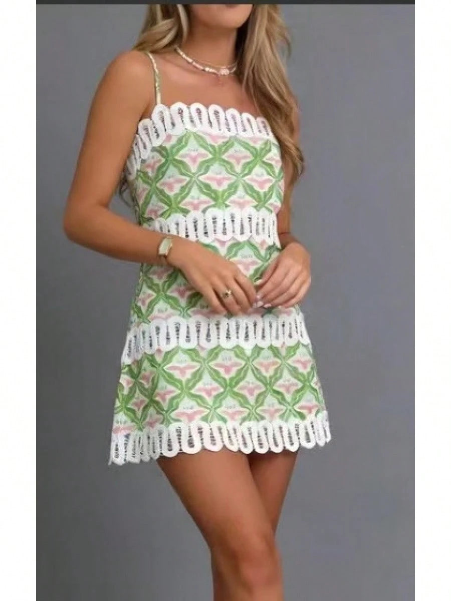 KZKZWK Women's Floral Print Corset Mini Dress, Spaghetti Strap With