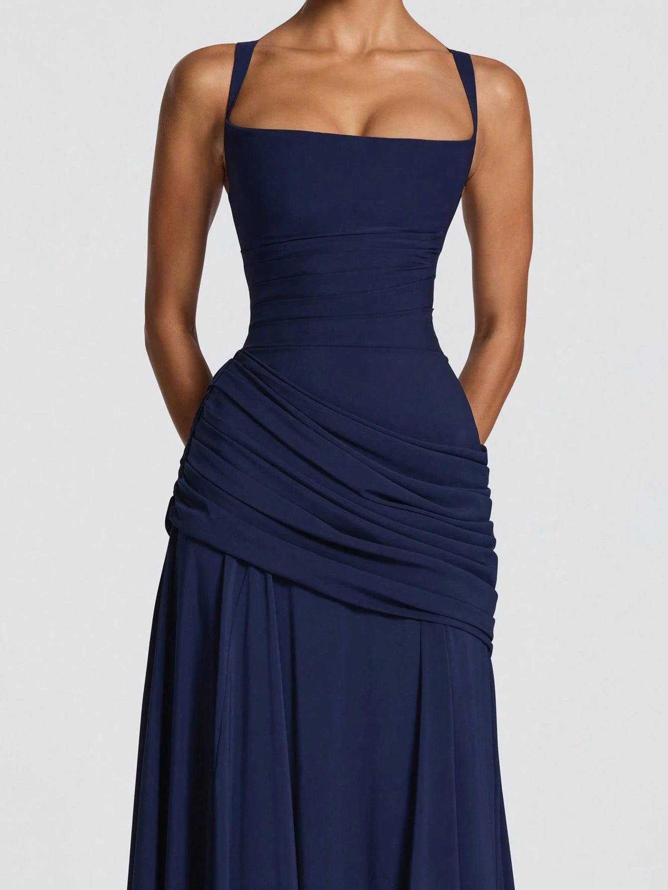 Yellow Elegant Strapless Summer Fitted Dress, Casual Backless Sleeveless Pleated Party Club Dress For Women - image 10