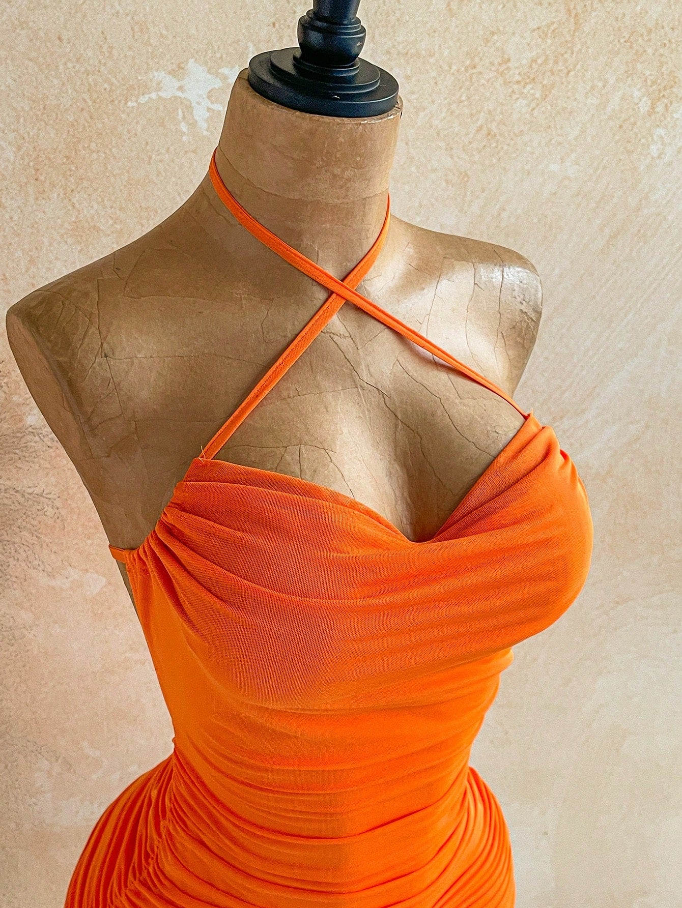 Soleia Women's Vacation Solid Color Ruffle Hem Halter Mini