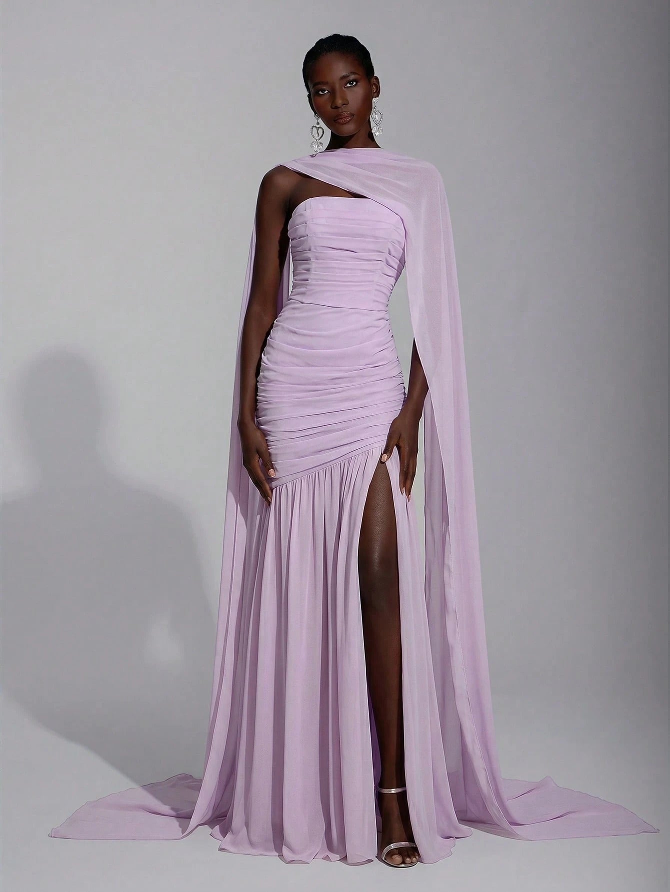 Elitara Elegant Light Yellow Summer Chic Chiffon Dress,Formal Prom